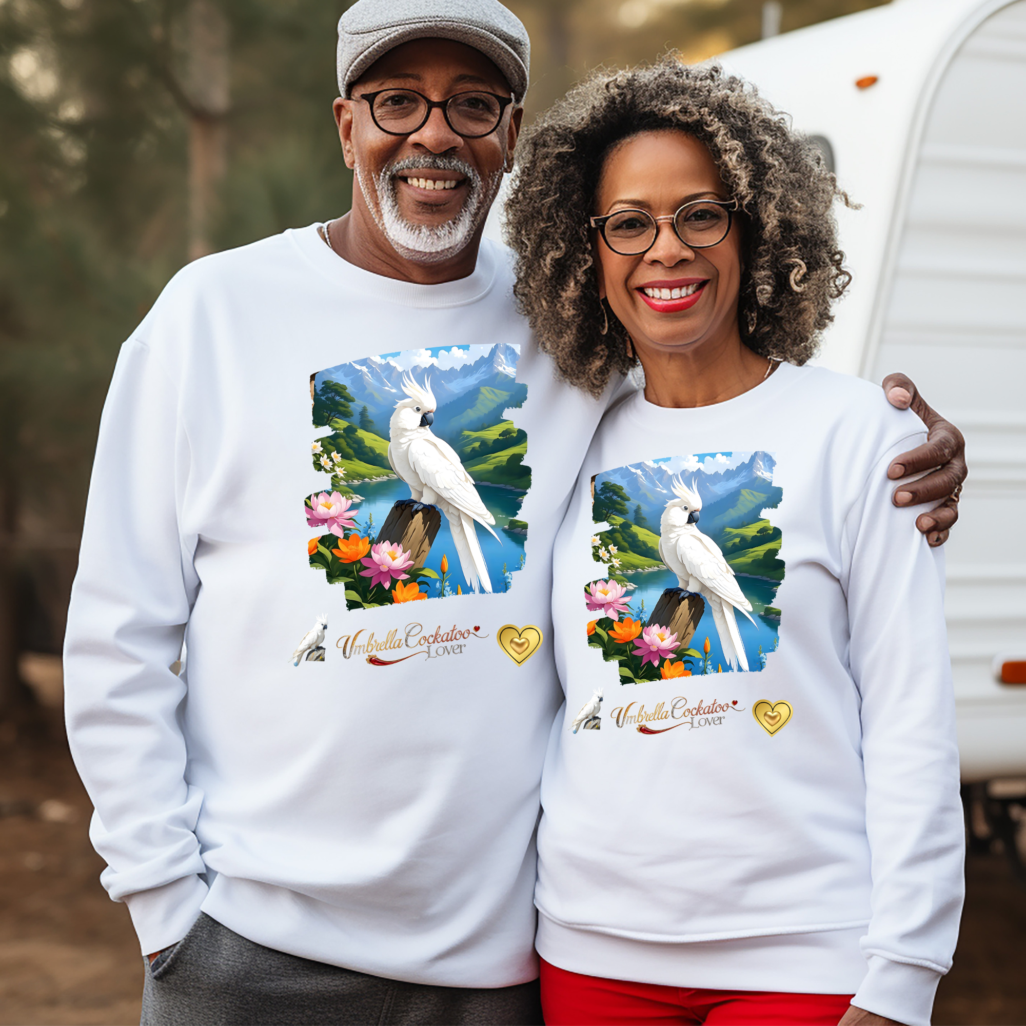 Umbrella Cockatoo Lover Floral Lake Sweatshirt