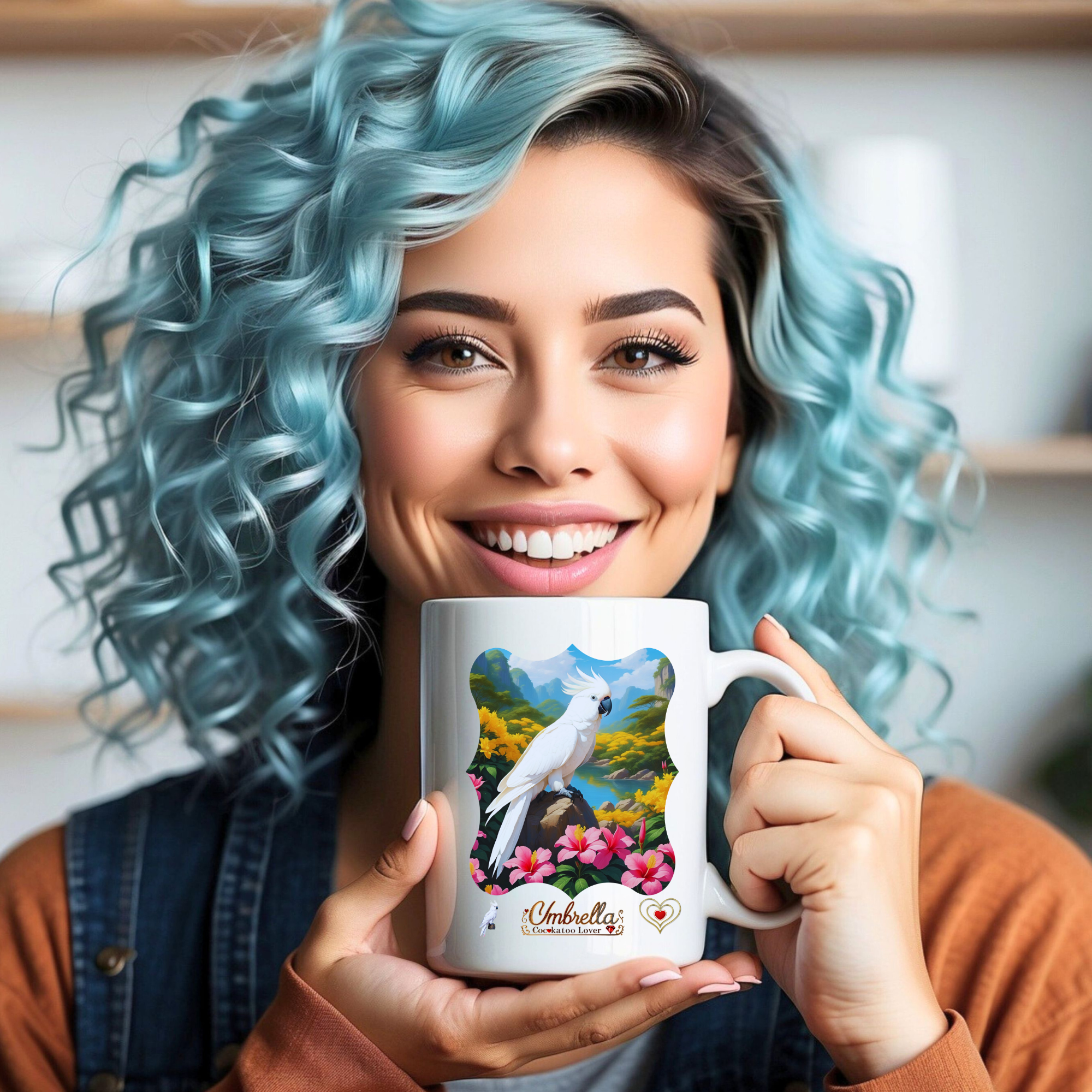 Umbrella Cockatoo Lover Floral Lake Mug