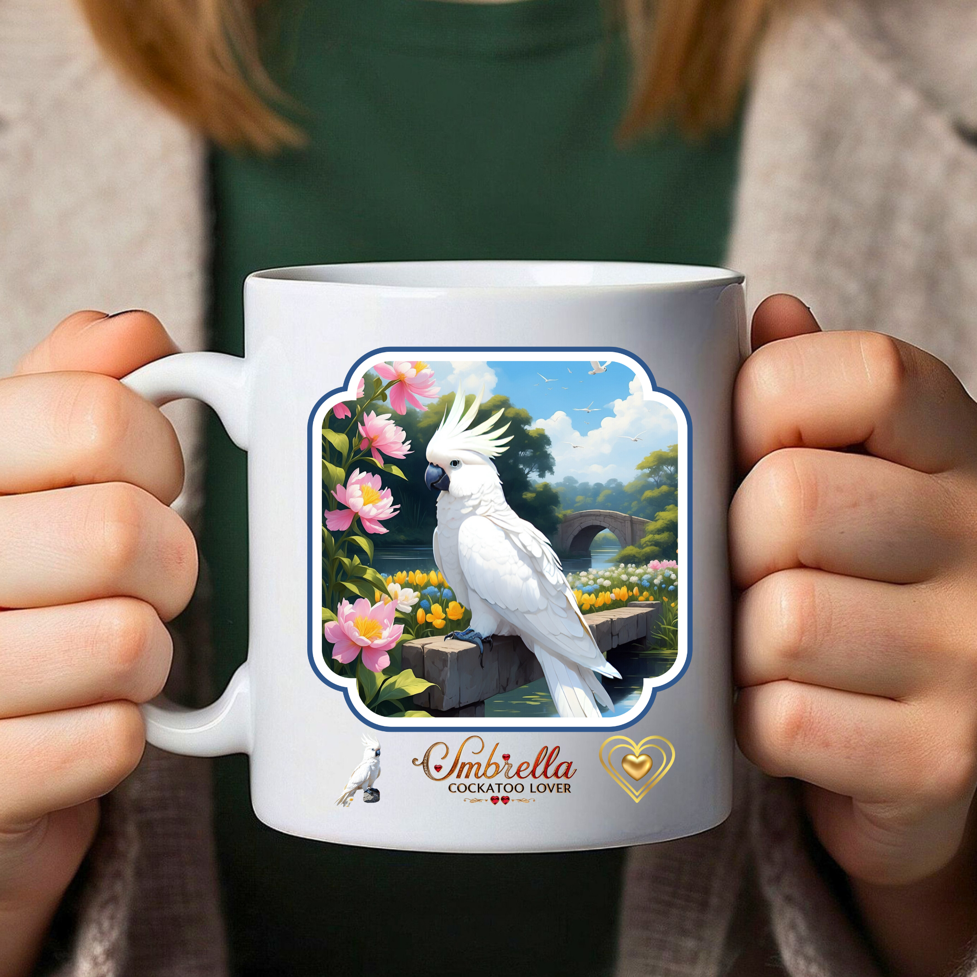 Umbrella Cockatoo Lover Floral Mug