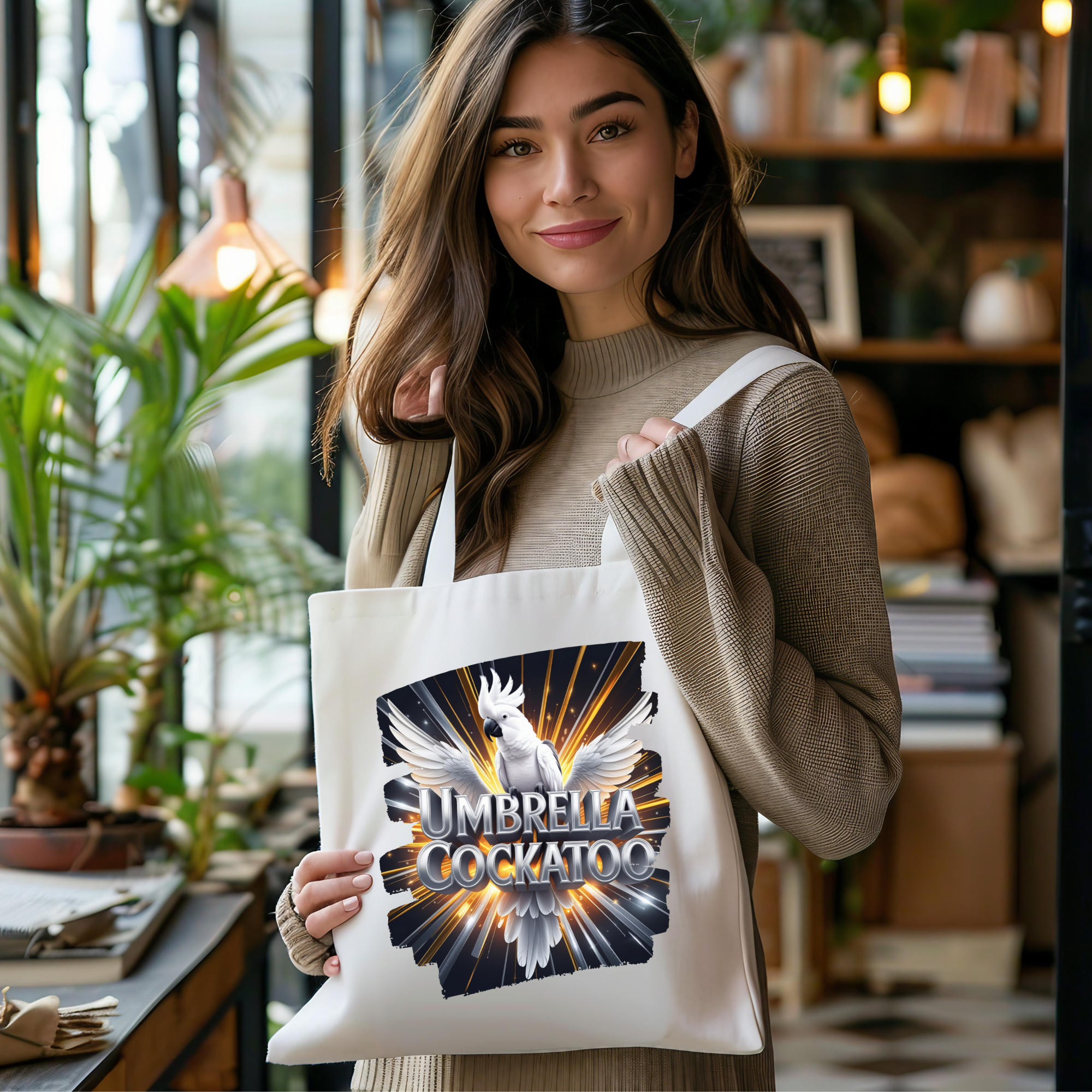 Umbrella Cockatoo Sunburst Tote Bag