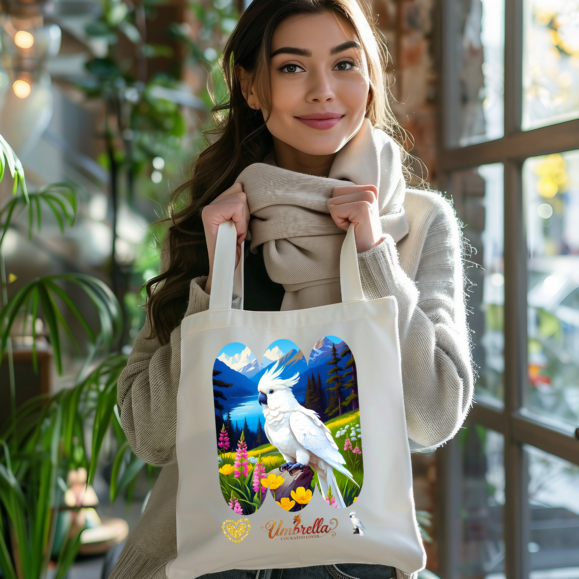 Umbrella Cockatoo Lover Floral Tote Bag