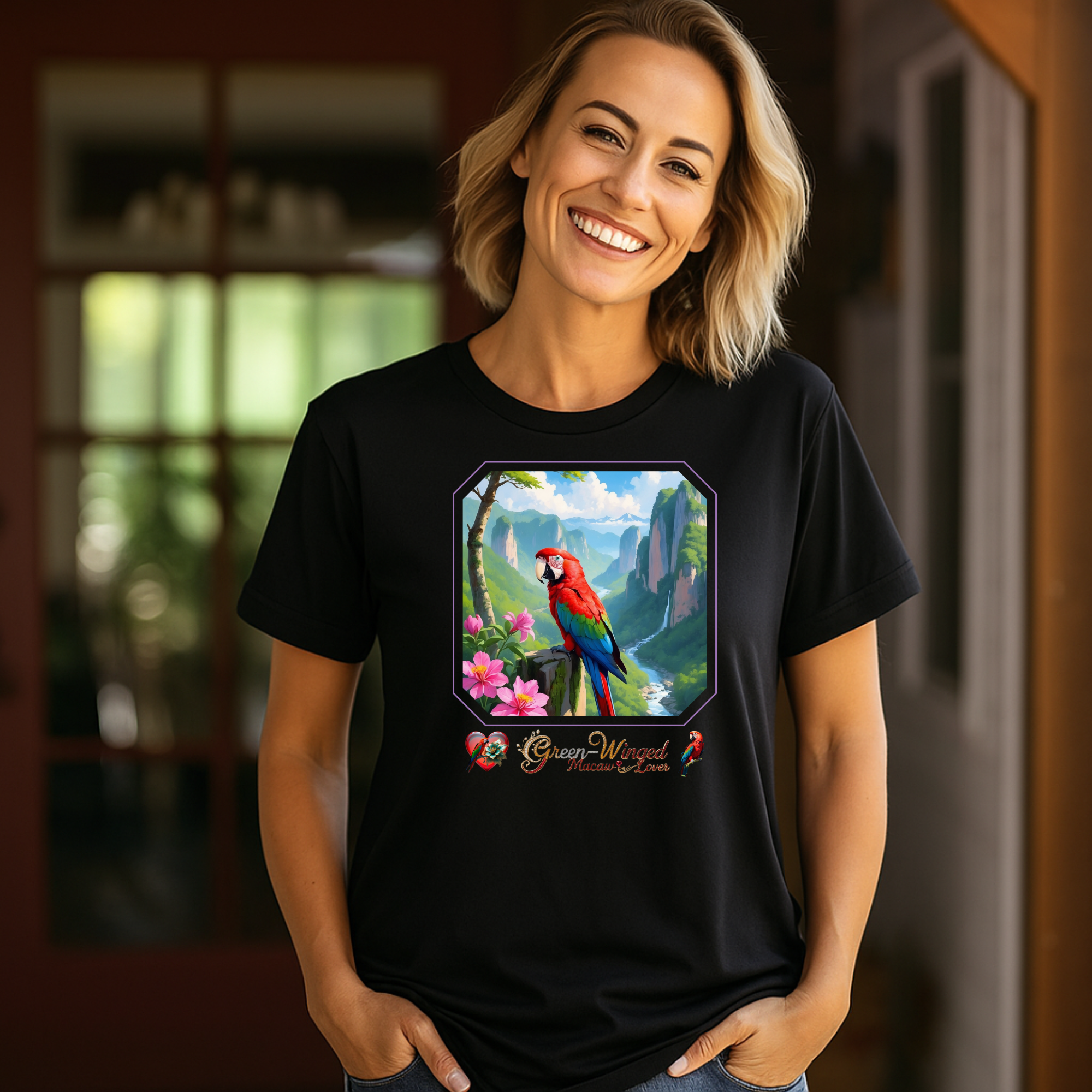 Rainbow Green-Winged Macaw Lover T-Shirt