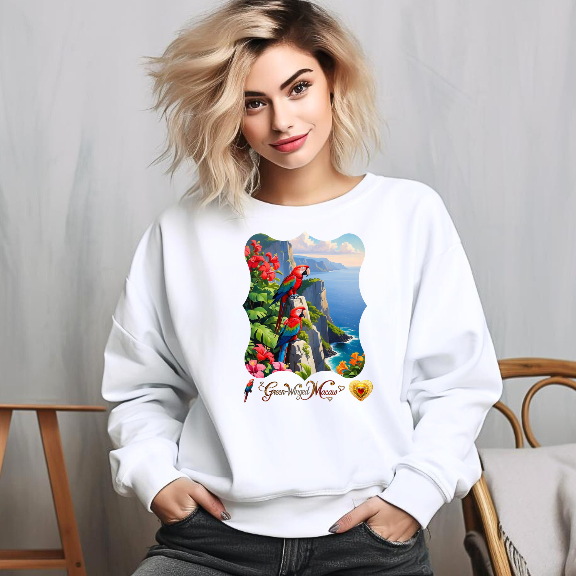 Mountain Lake Green-Winged Macaw Sweatshirt