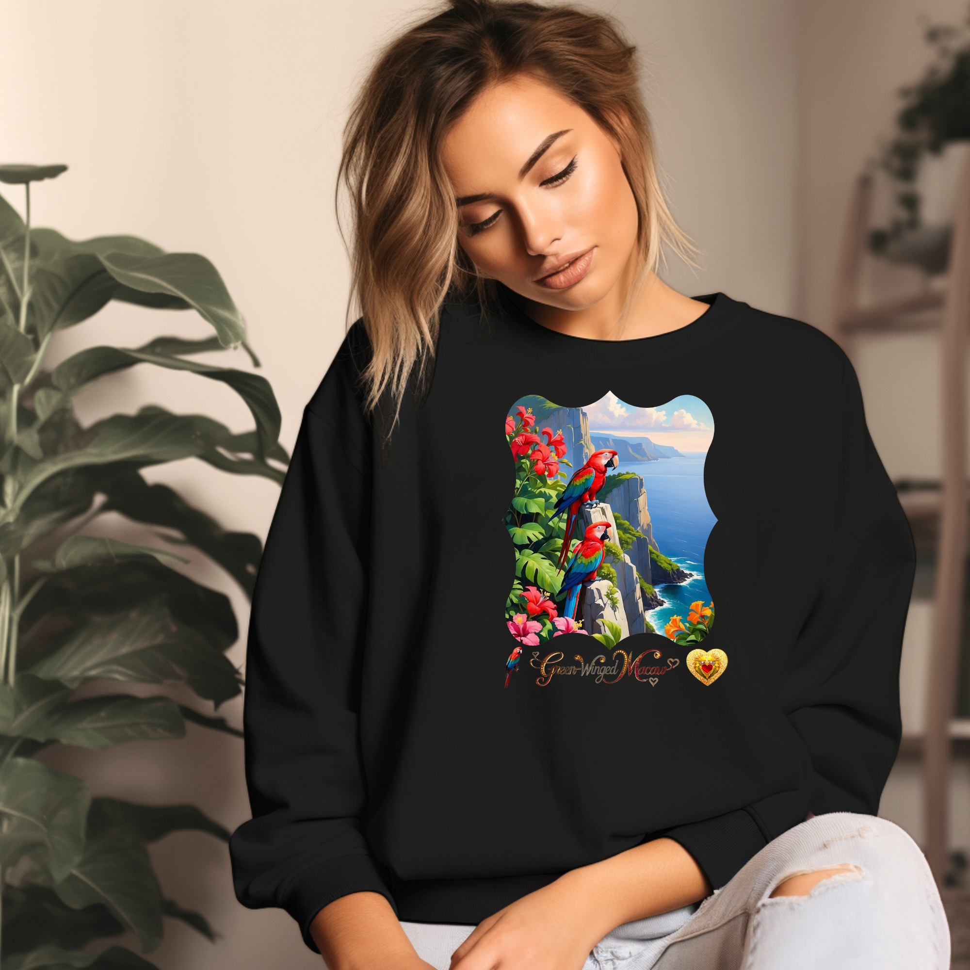 Mountain Lake Green-Winged Macaw Sweatshirt