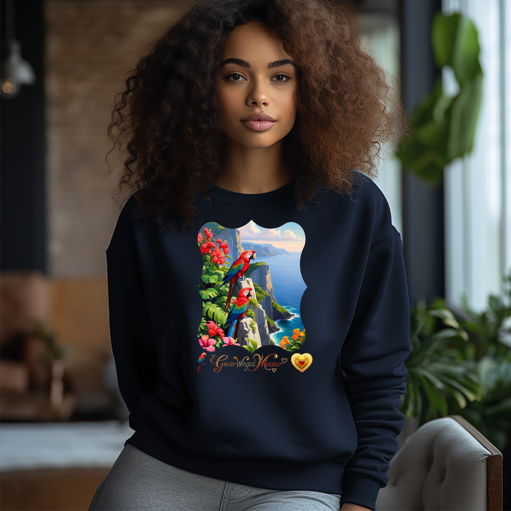 Mountain Lake Green-Winged Macaw Sweatshirt