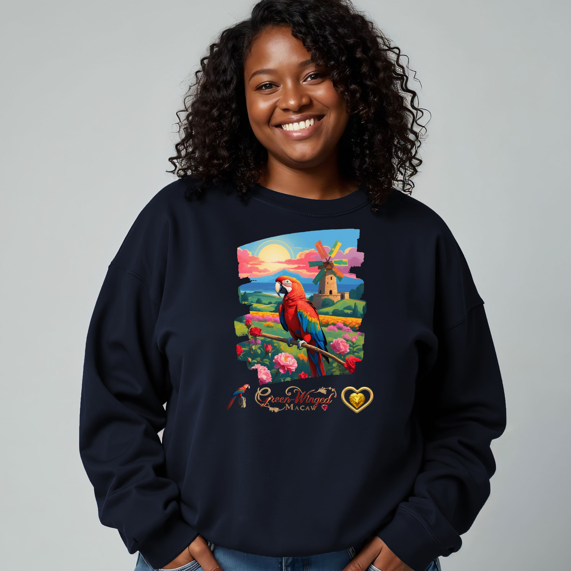 Rainbow Green-Winged Macaw Sweatshirt