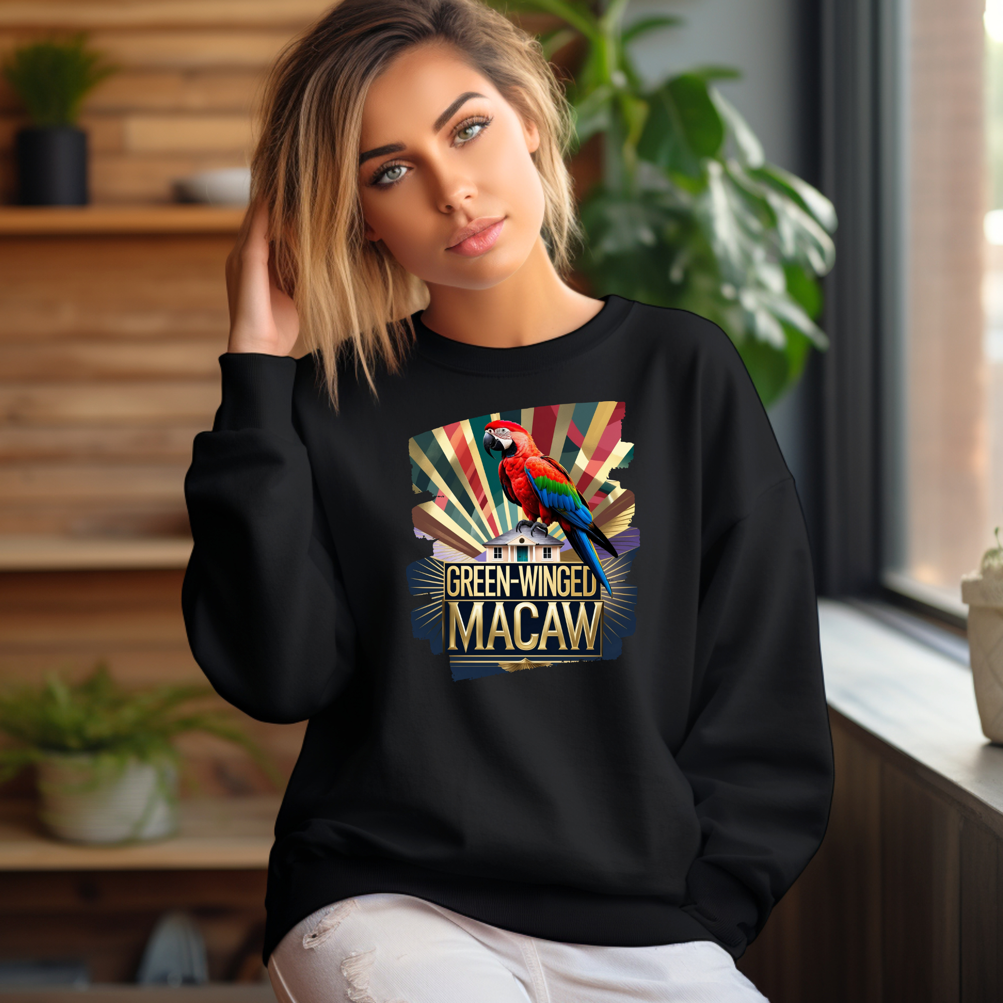Green-Winged Macaw Sunburst Sweatshirt