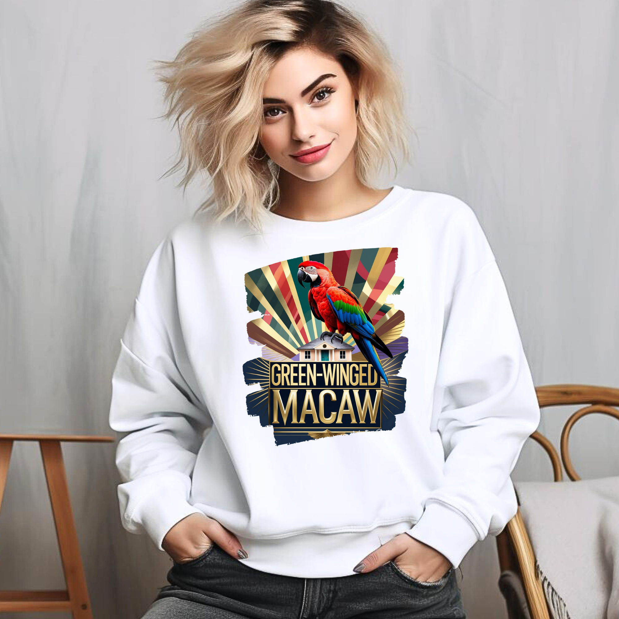 Green-Winged Macaw Sunburst Sweatshirt