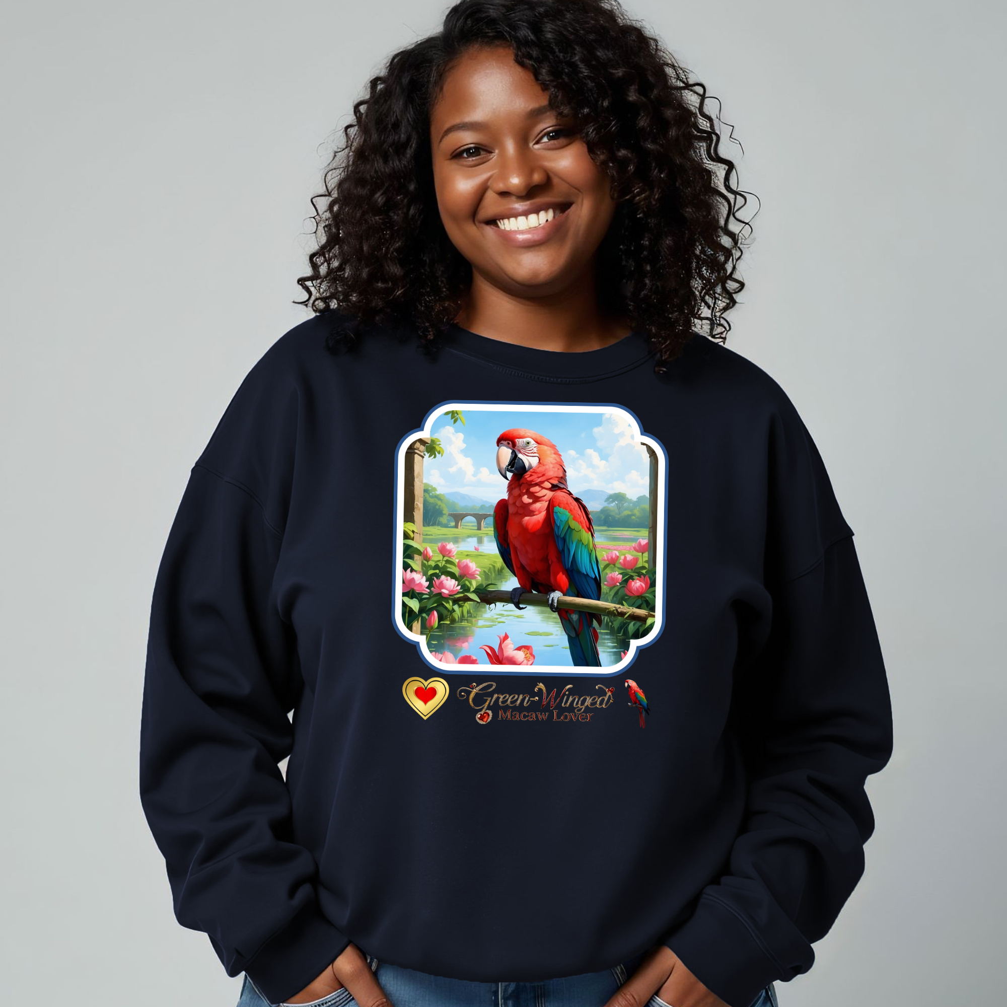 Green-Winged Macaw Lake Scenic Sweatshirt