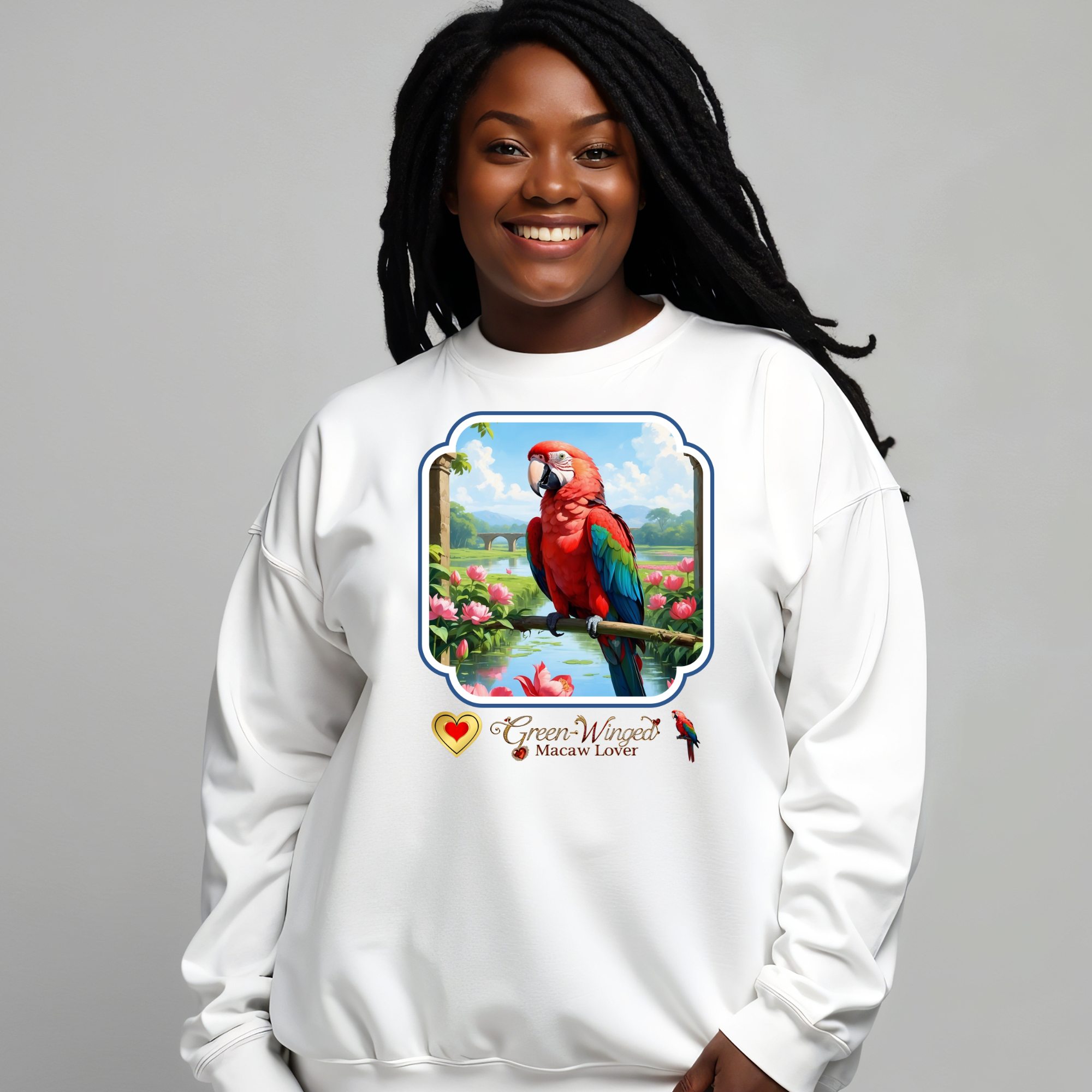 Green-Winged Macaw Lake Scenic Sweatshirt