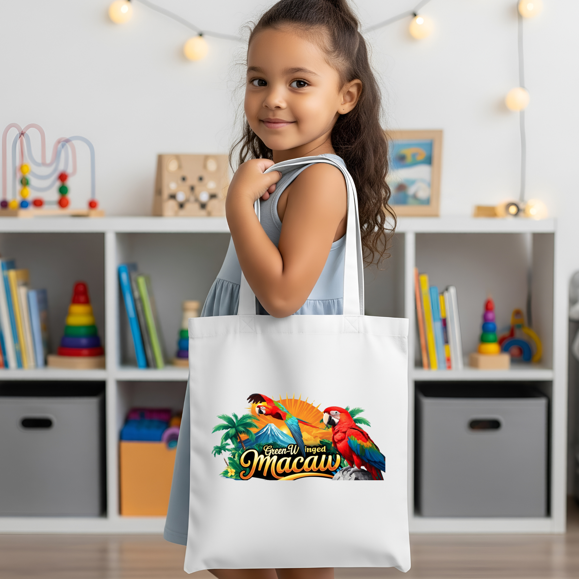Rainbow Green Winged Macaw Tote Bag