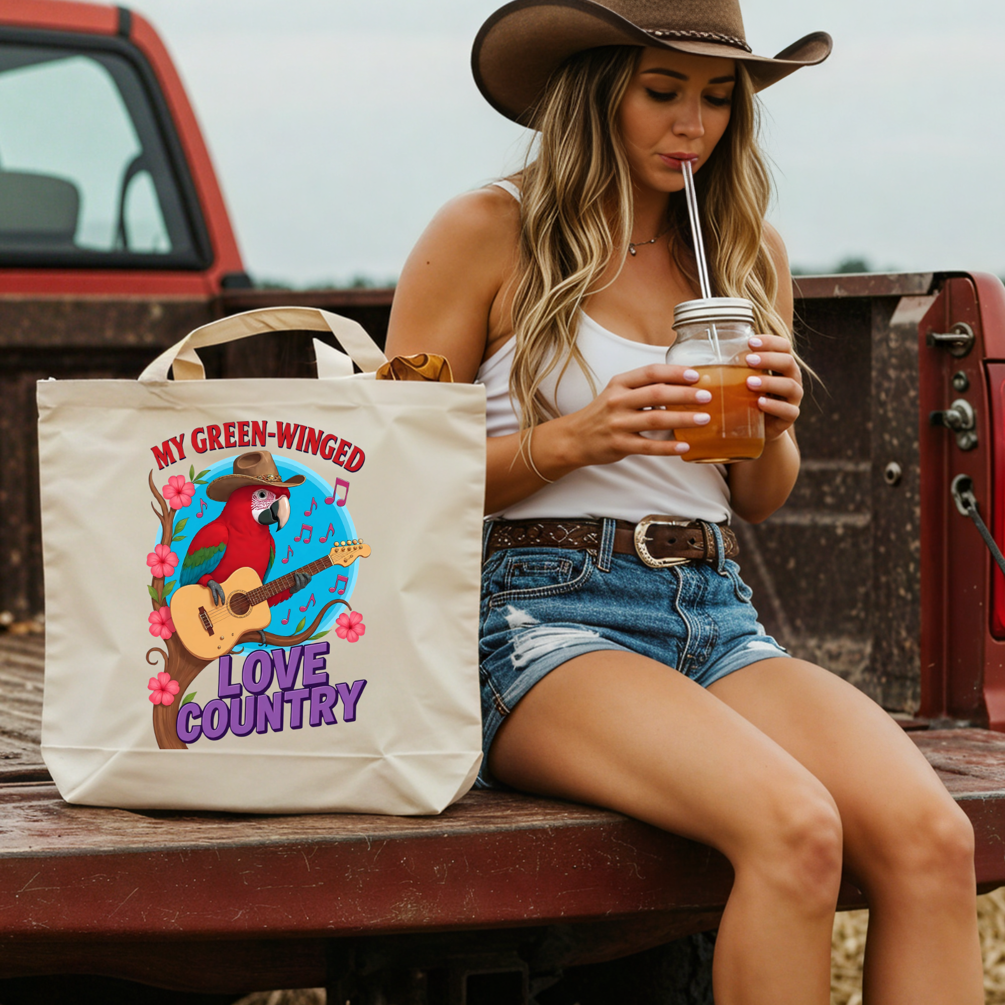 Green Winged Loves Country Tote Bag