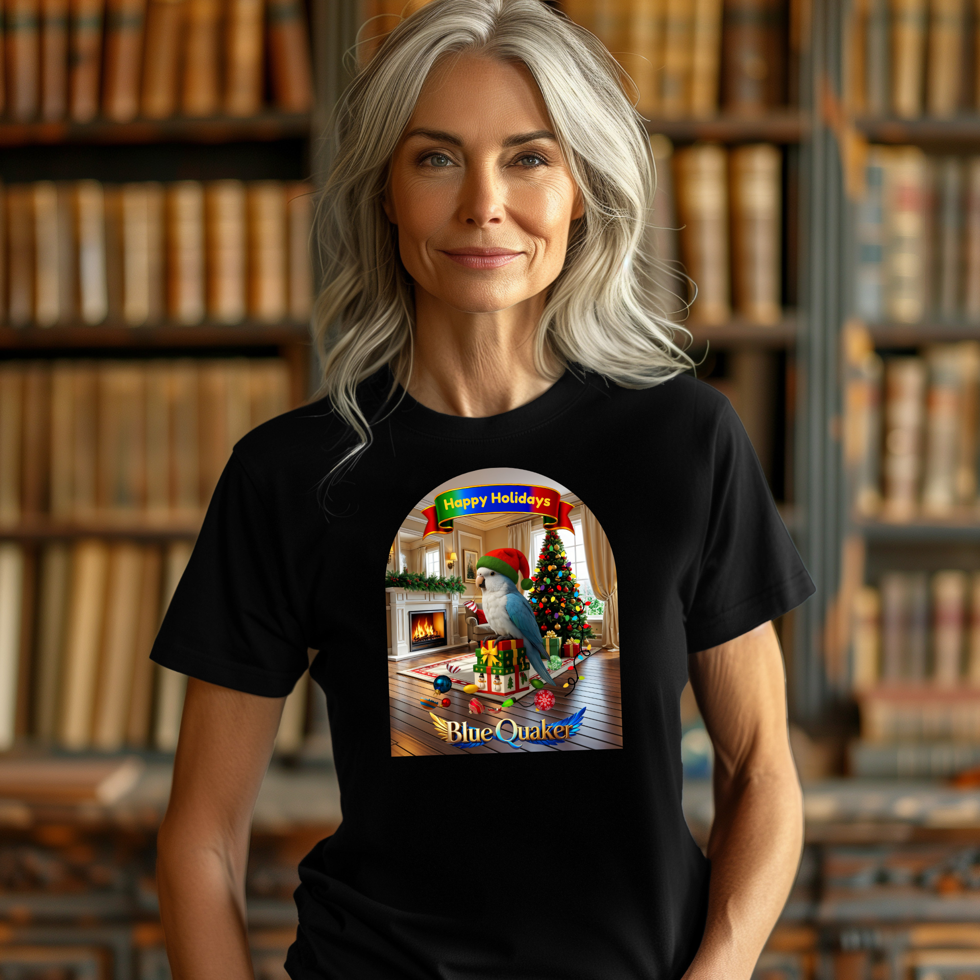 Happy Holidays Blue Quaker T-Shirt