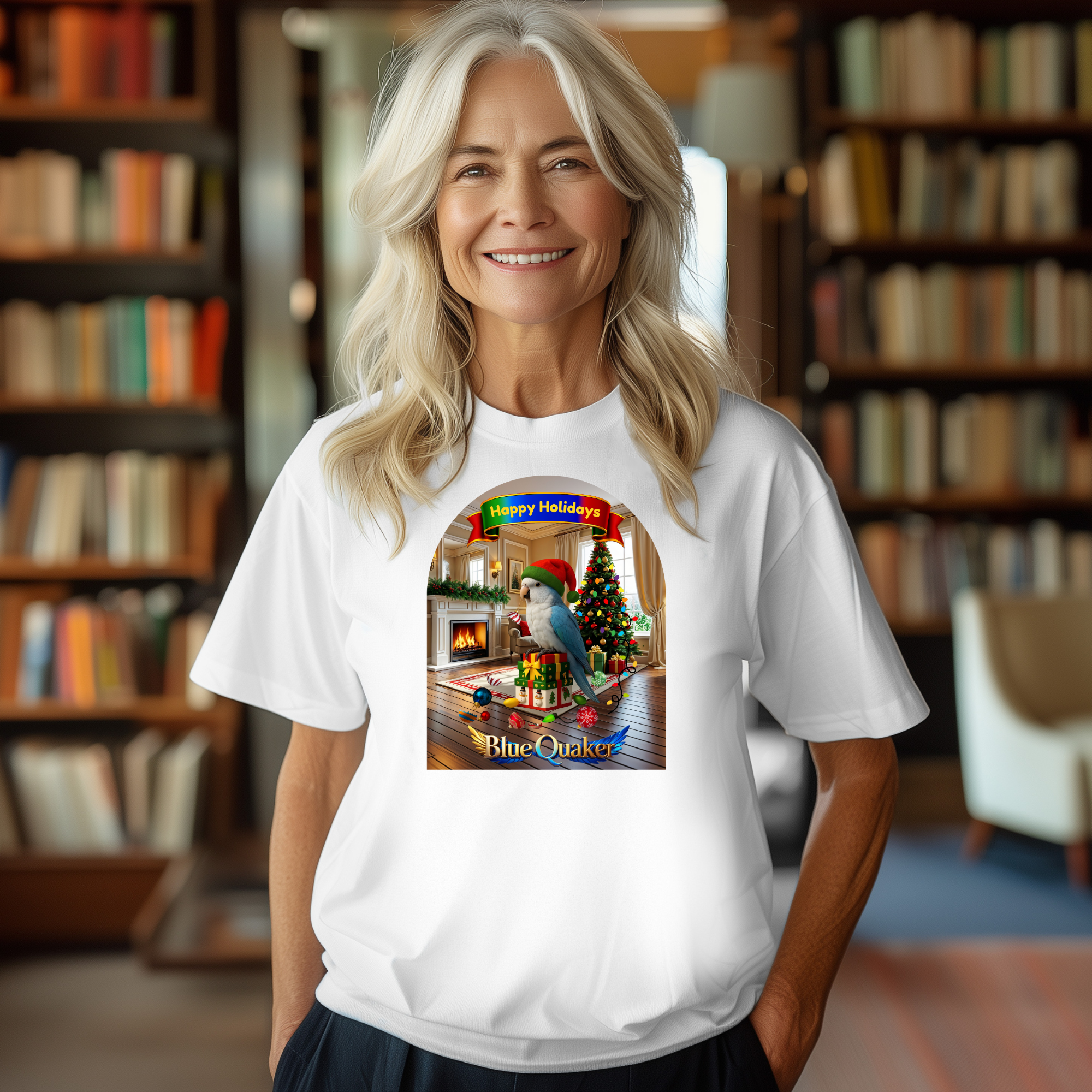 Happy Holidays Blue Quaker T-Shirt