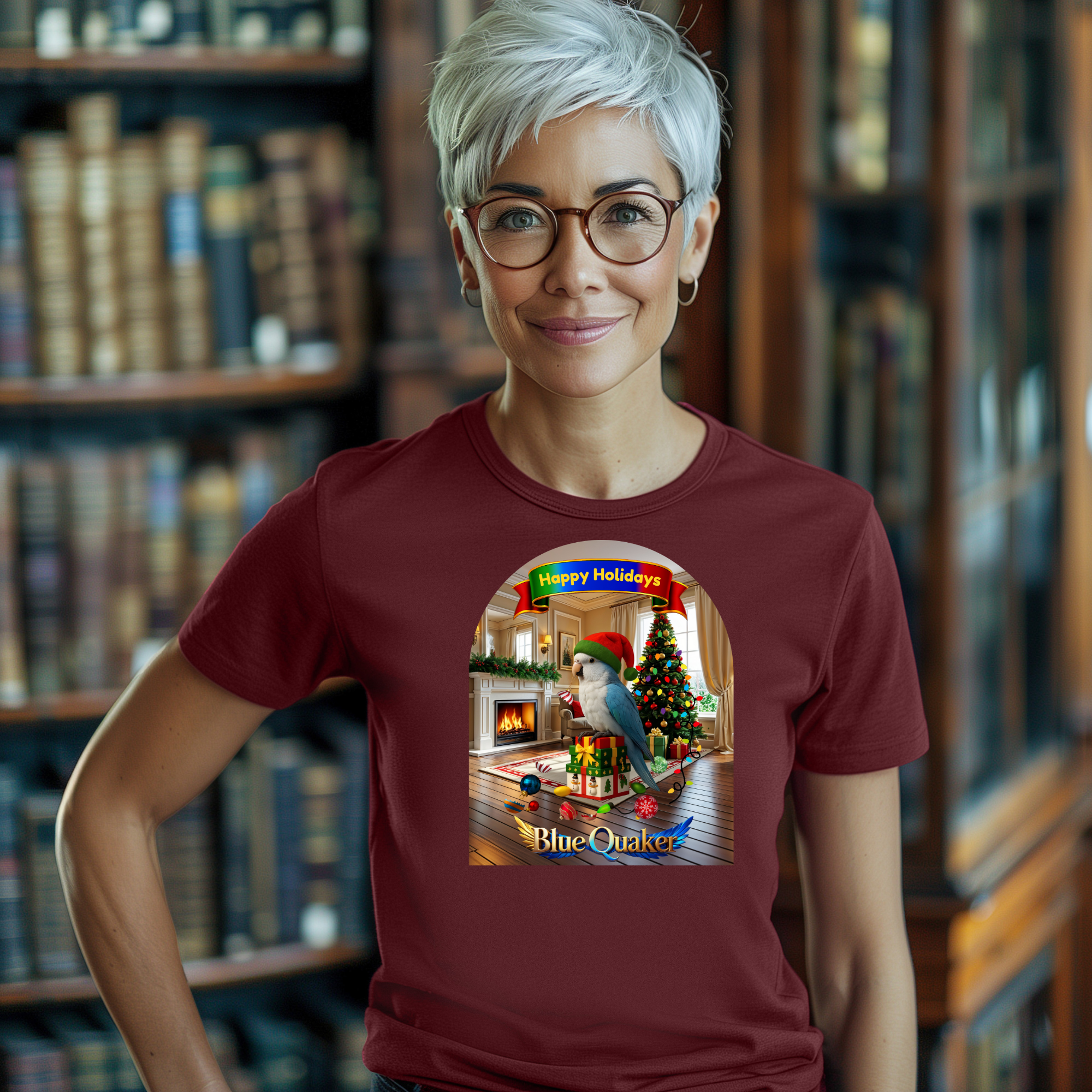 Happy Holidays Blue Quaker T-Shirt