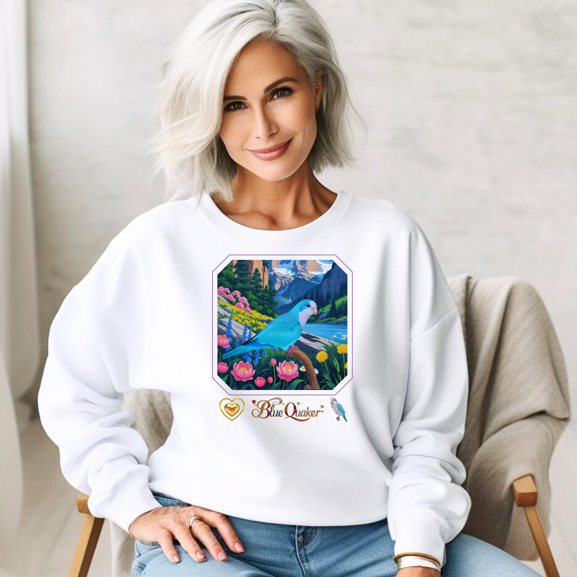 Blue Quaker Lake Floral Sweatshirt