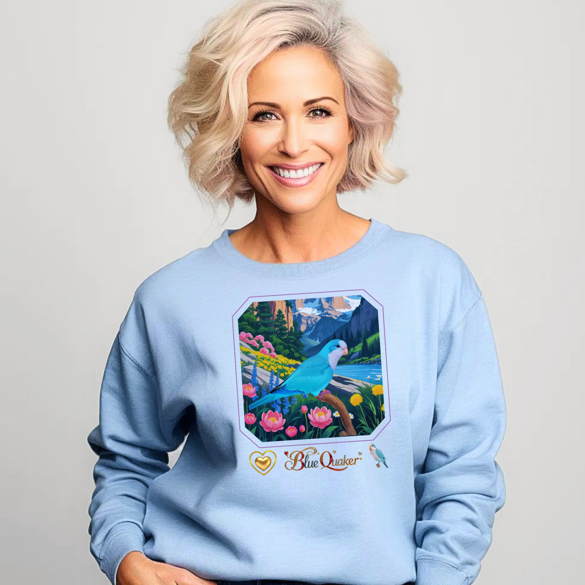 Blue Quaker Lake Floral Sweatshirt