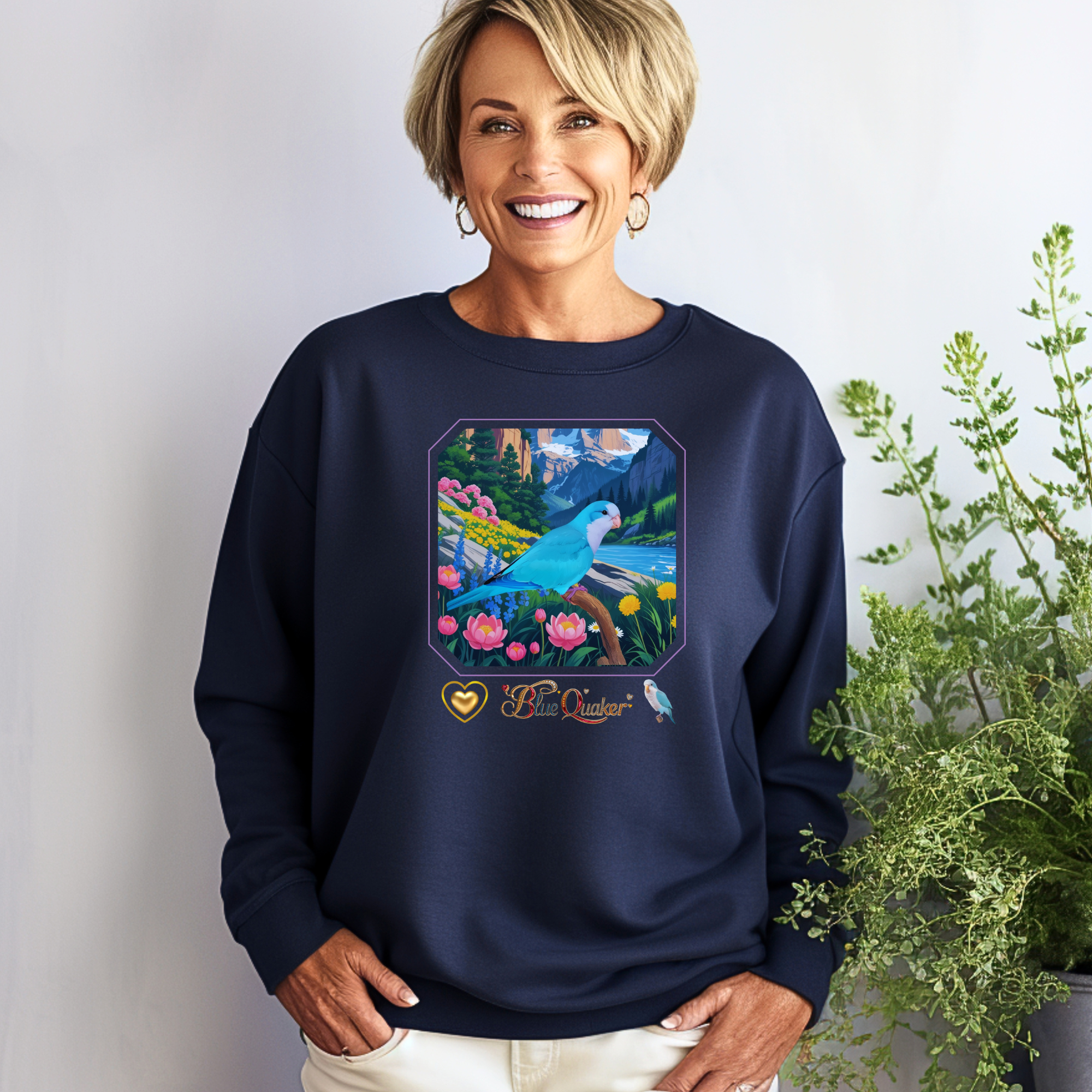 Blue Quaker Lake Floral Sweatshirt