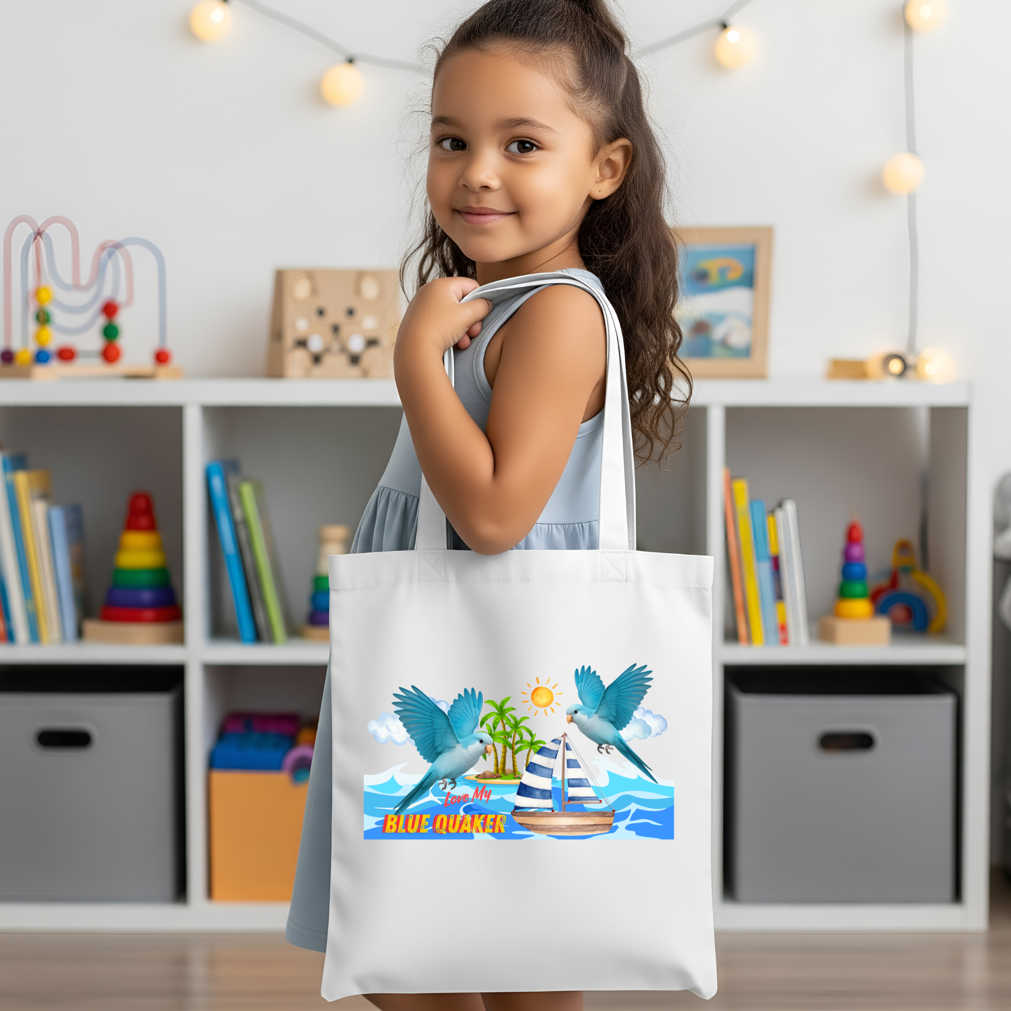 Love My Blue Quaker Sailboat Tote Bag
