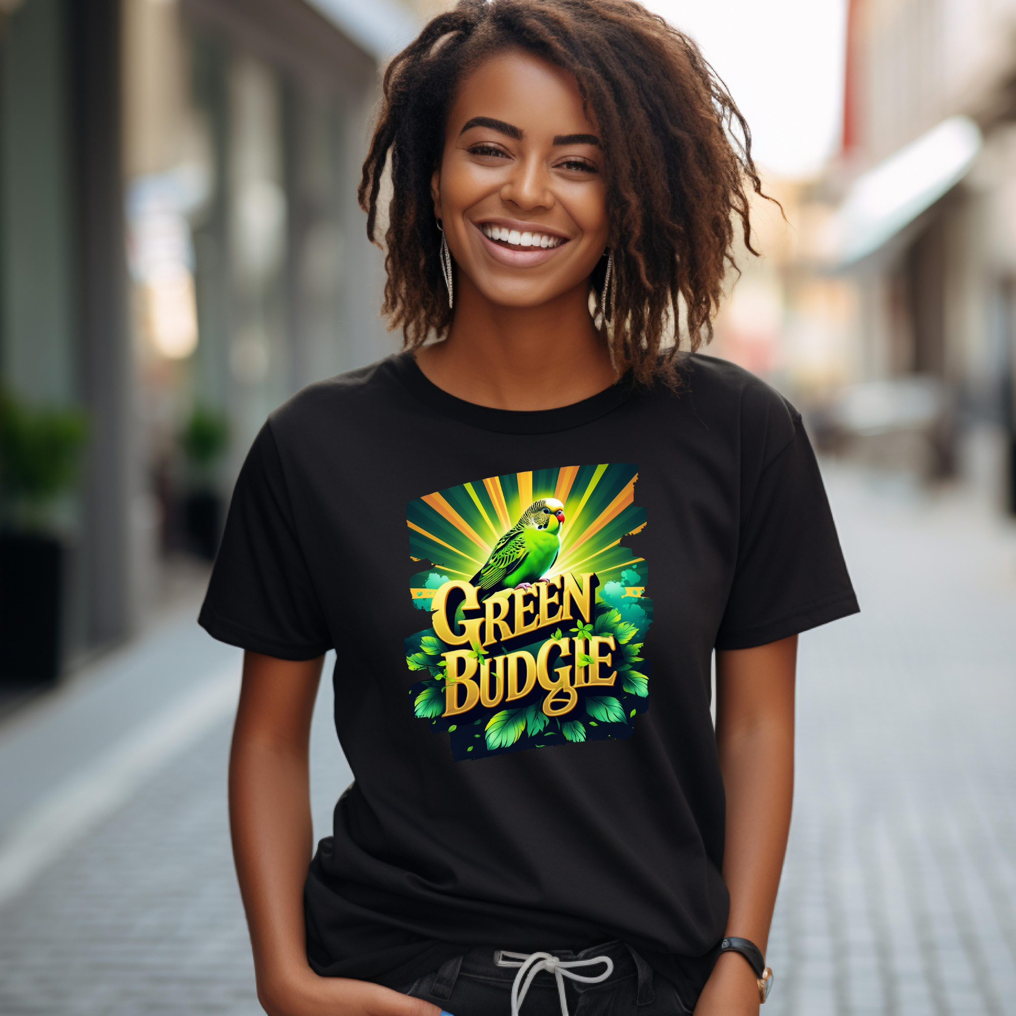 Green Budgie Sunburst T-Shirt