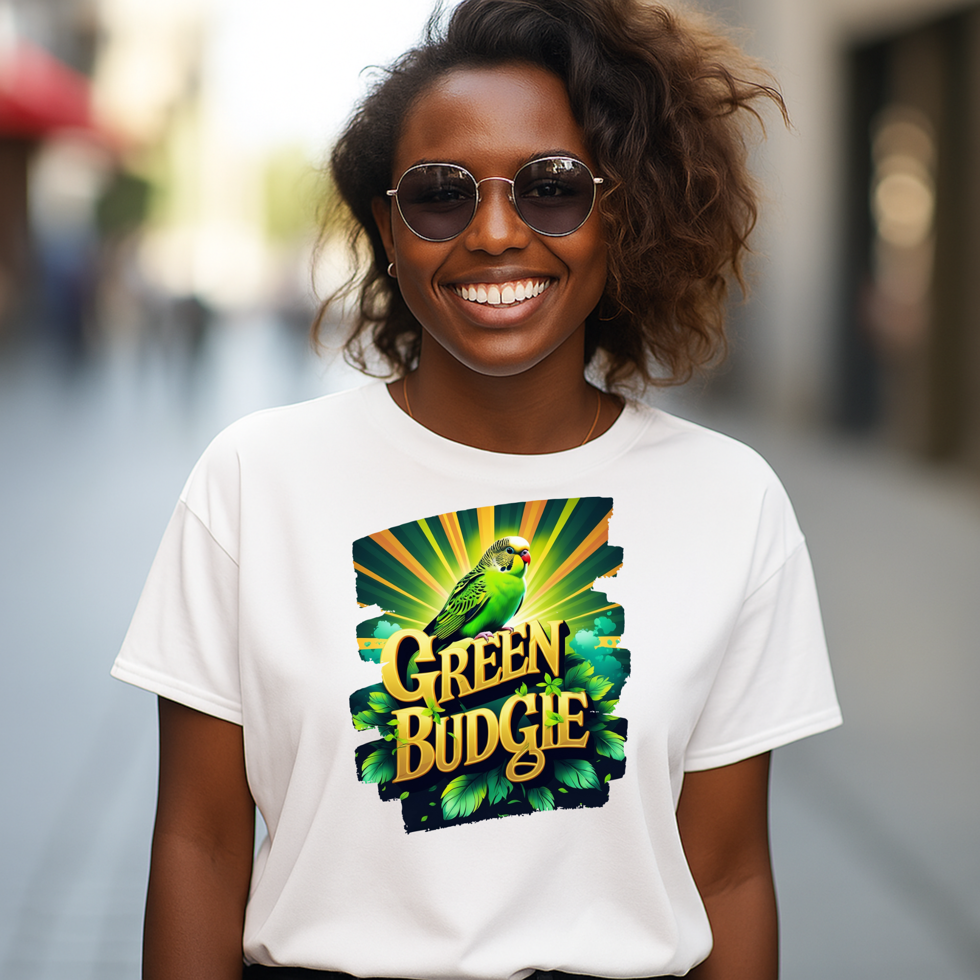 Green Budgie Sunburst T-Shirt