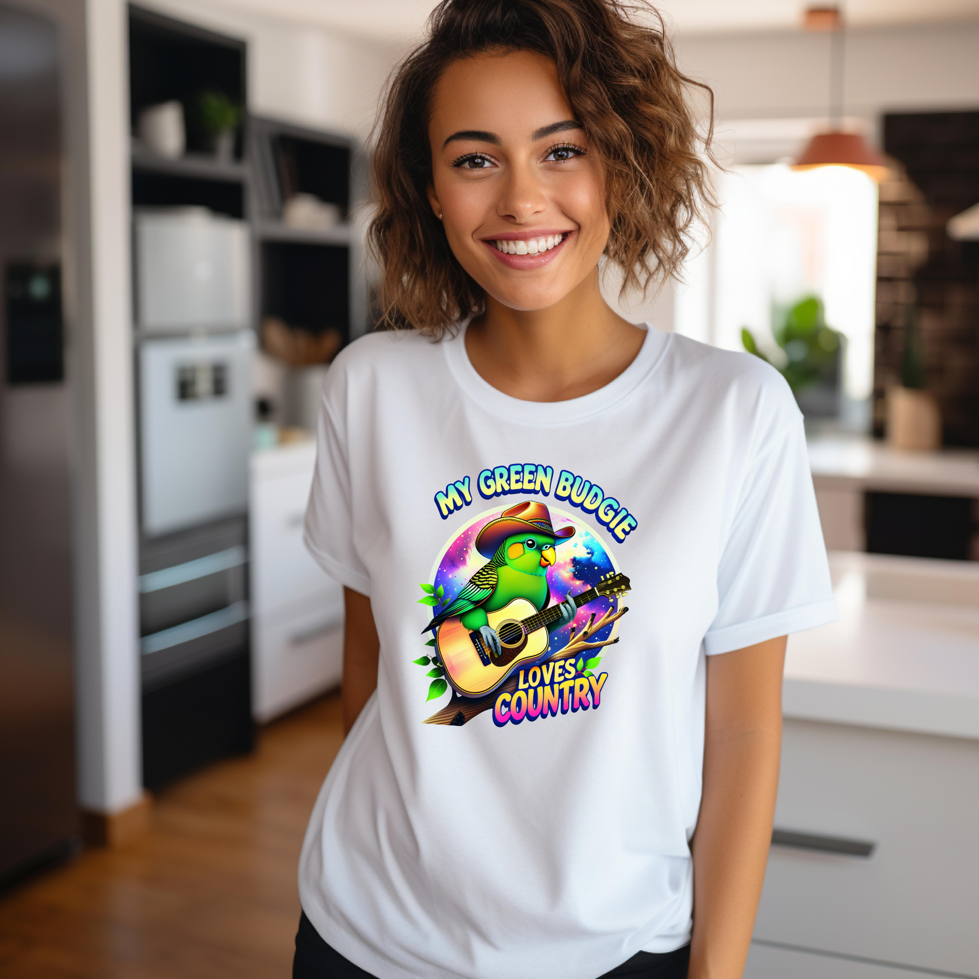Green Budgie Loves Country T‑Shirt