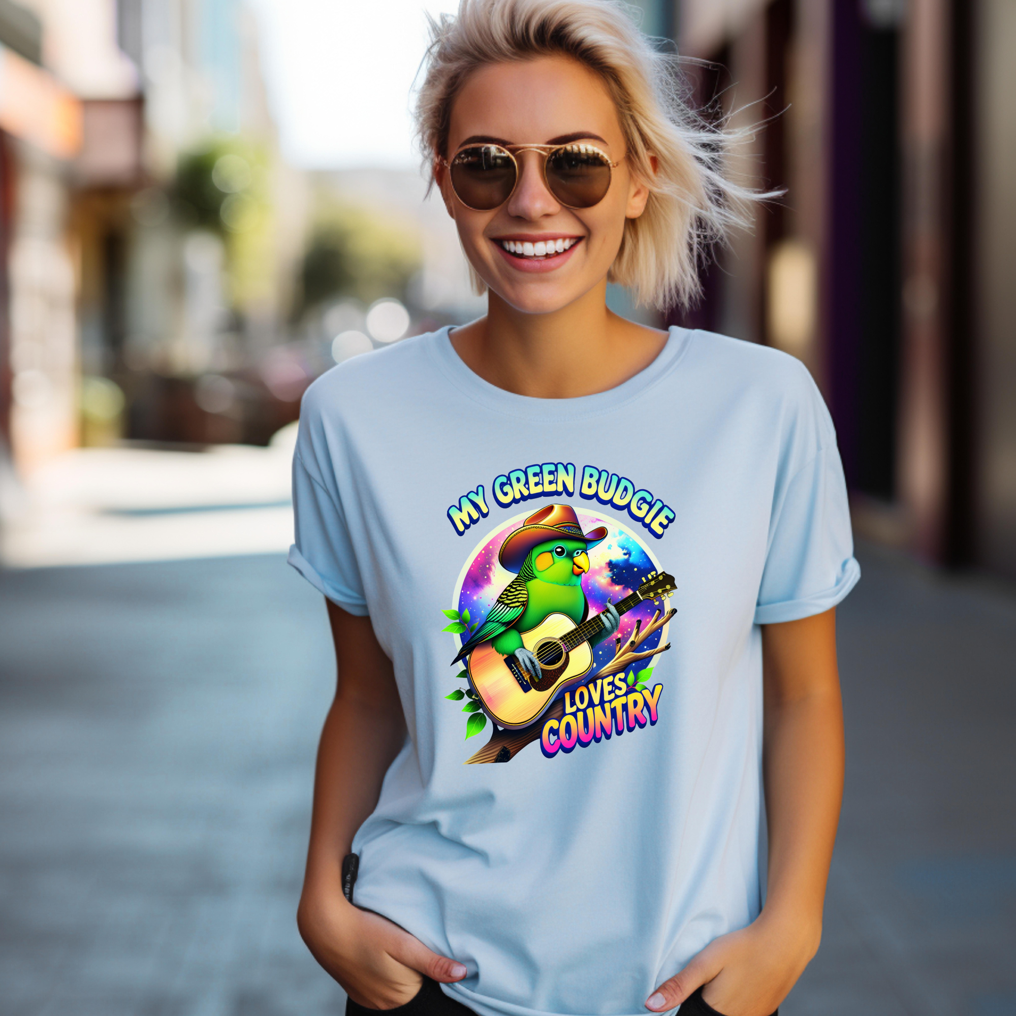 Green Budgie Loves Country T‑Shirt