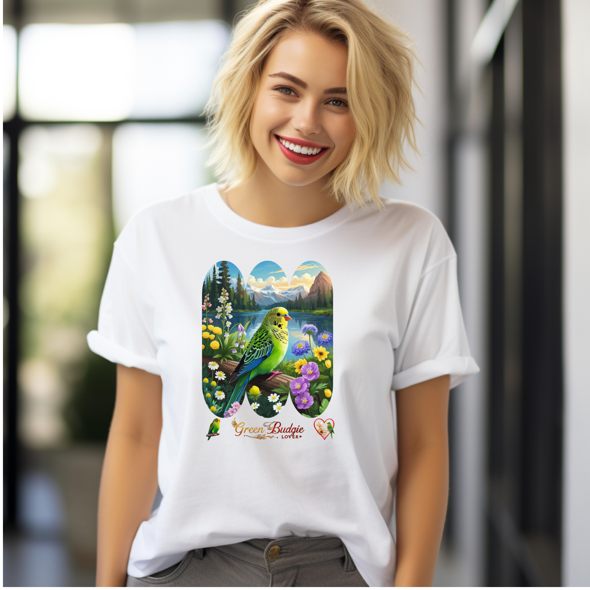 Green Budgie Lover Lake T-Shirt