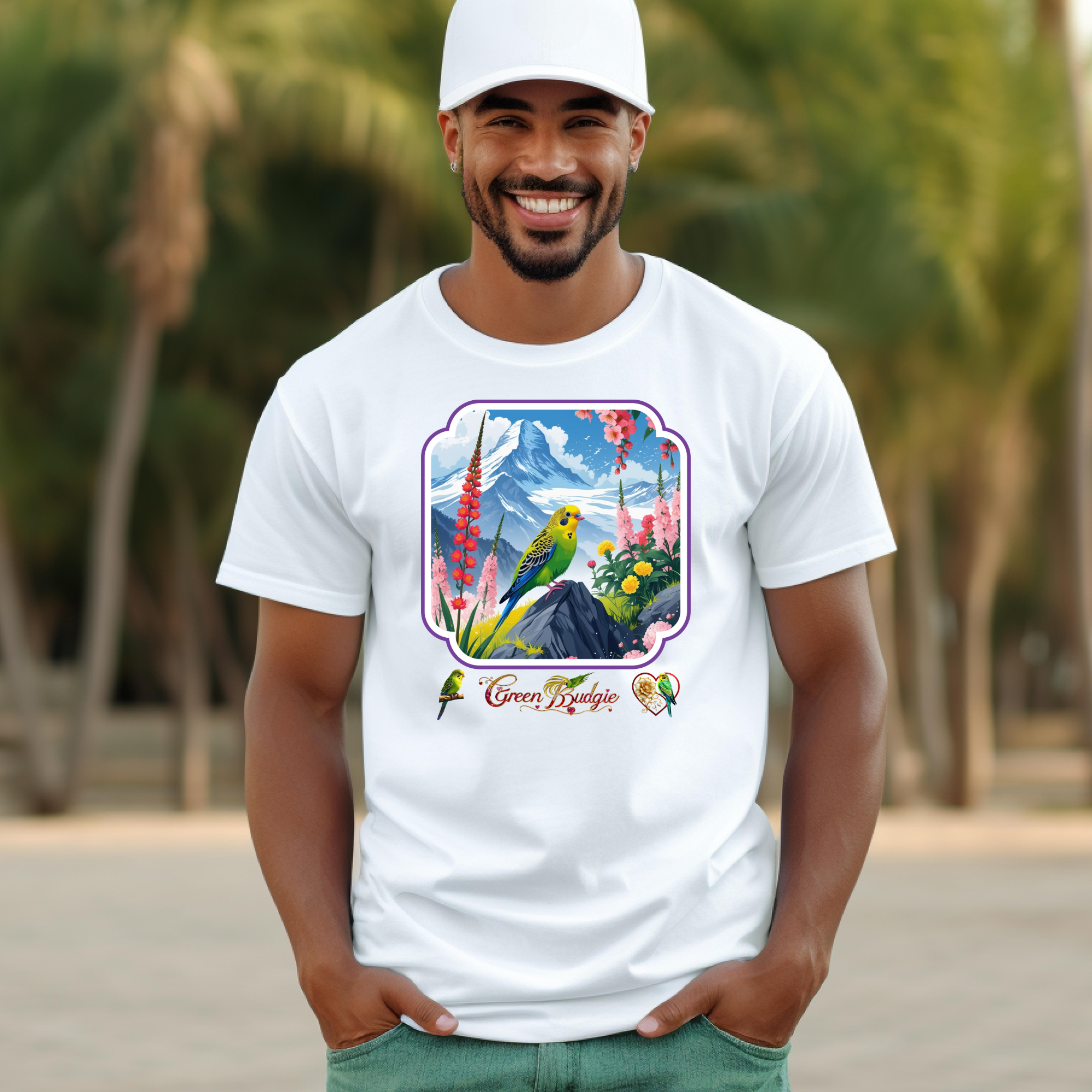 Green Budgie Mountain T-Shirt