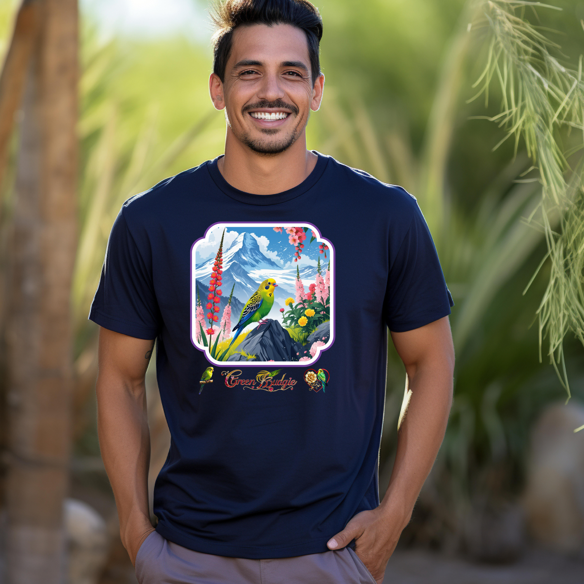 Green Budgie Mountain T-Shirt