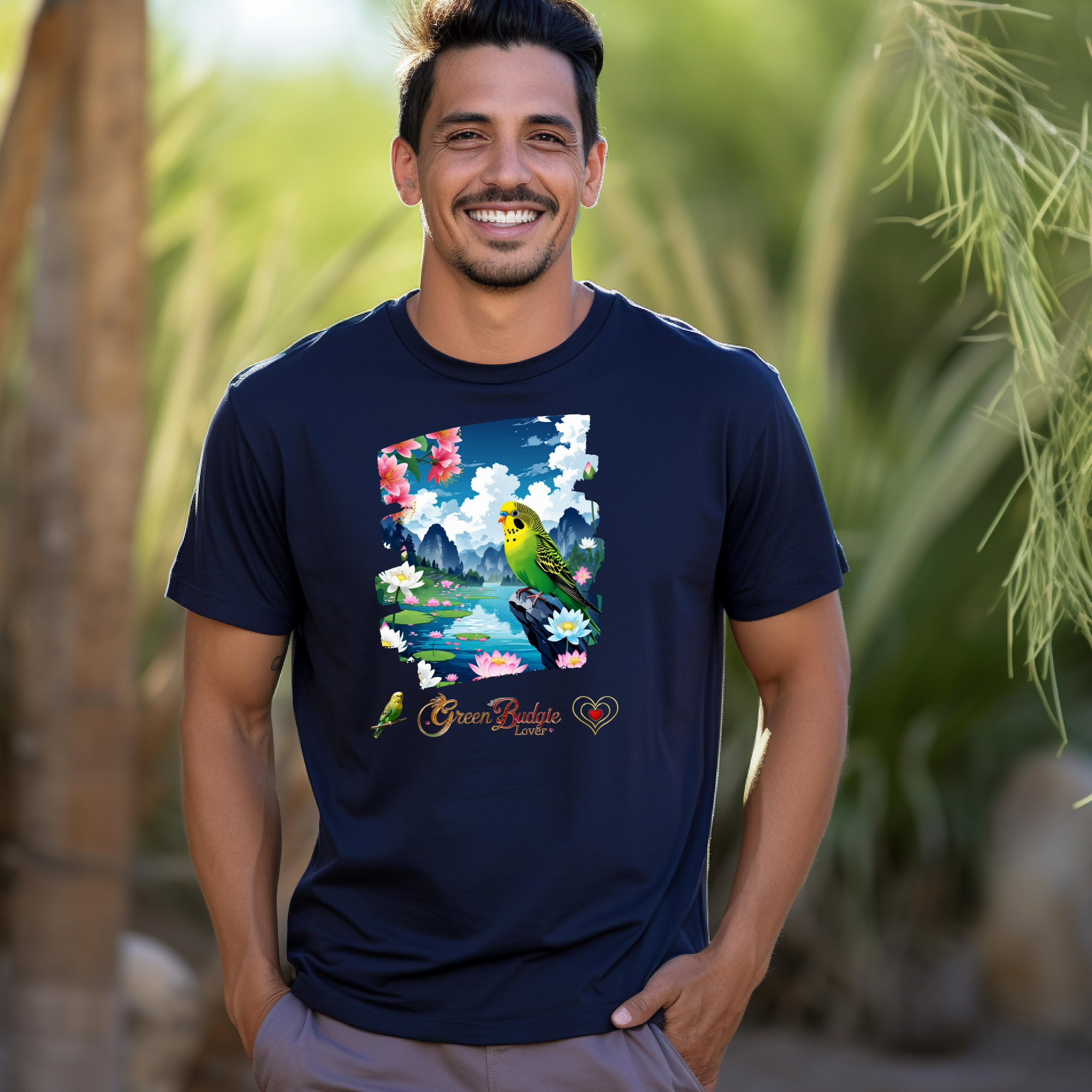 Green Budgie Lover Valley T-Shirt