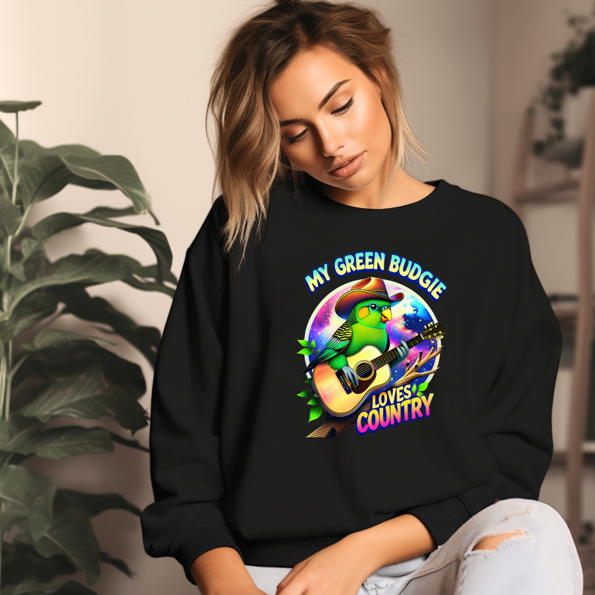 Green Budgie Loves Country Sweatshirt