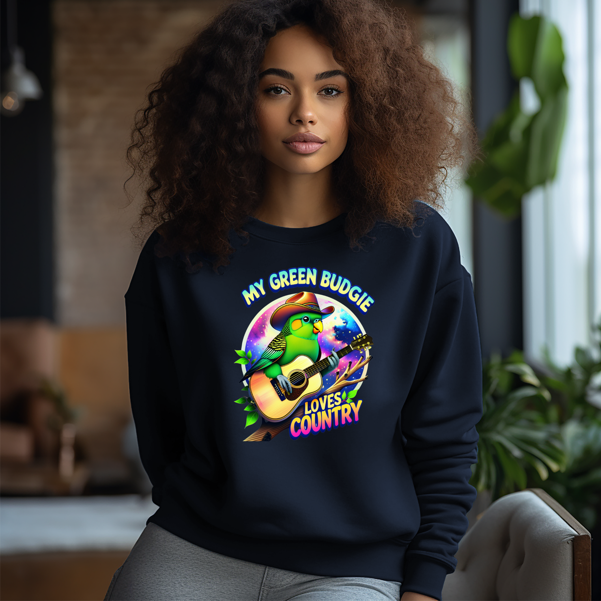 Green Budgie Loves Country Sweatshirt