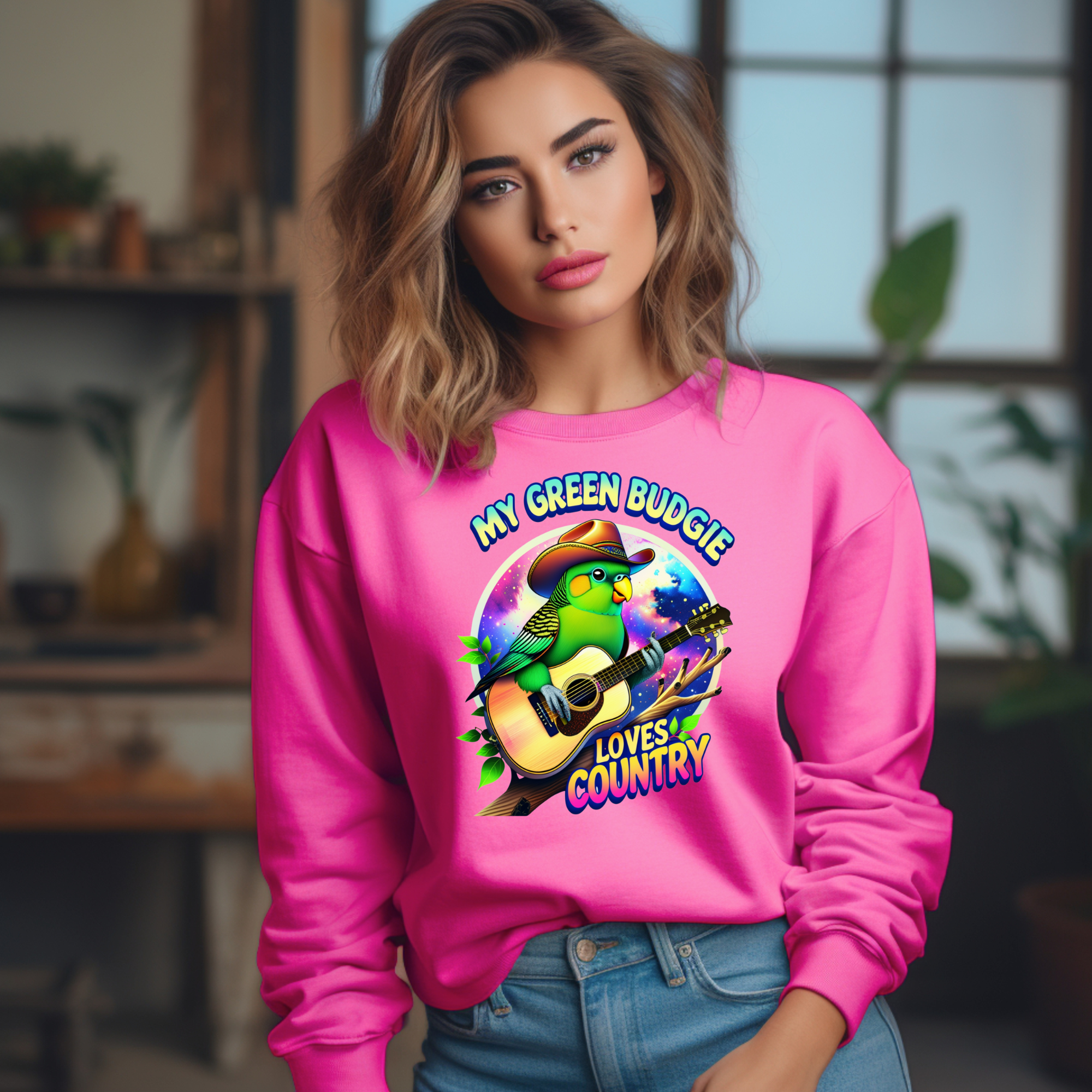 Green Budgie Loves Country Sweatshirt