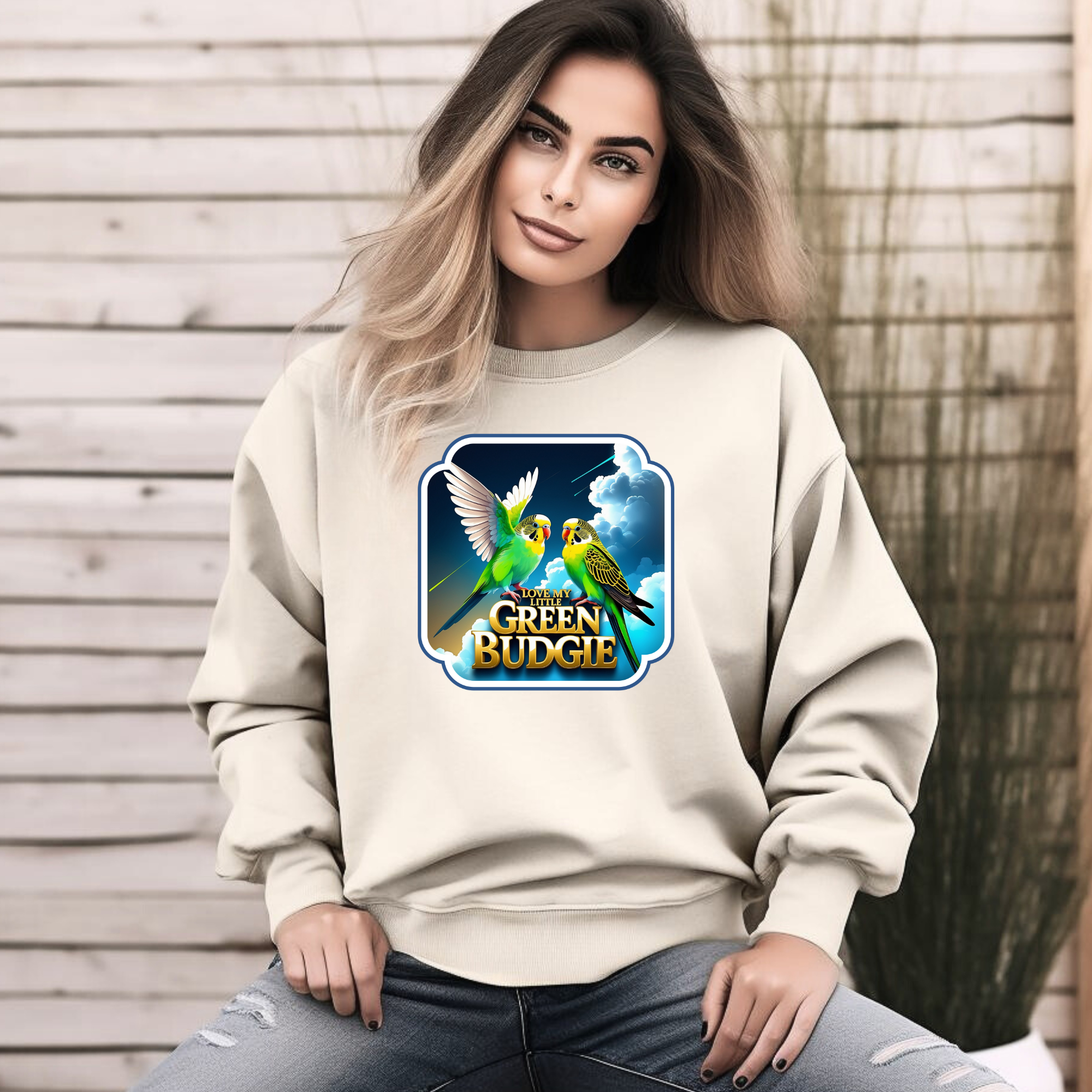 Love My Little Green Budgie Sweatshirt