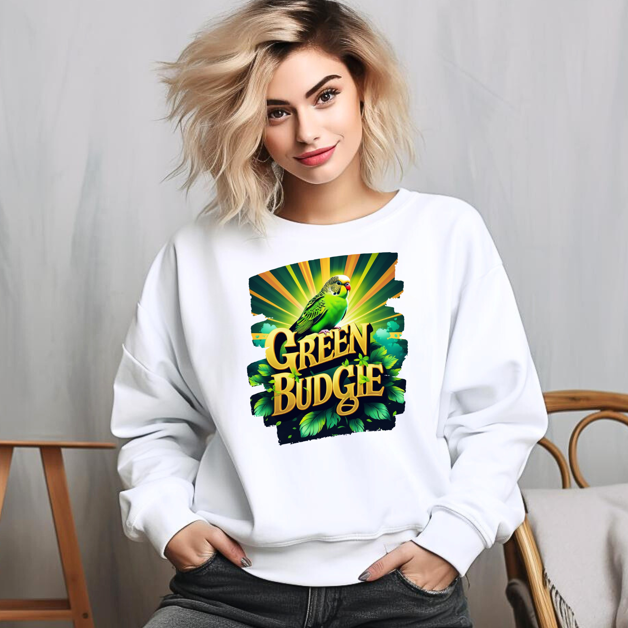 Green Budgie Sunburst Sweatshirt