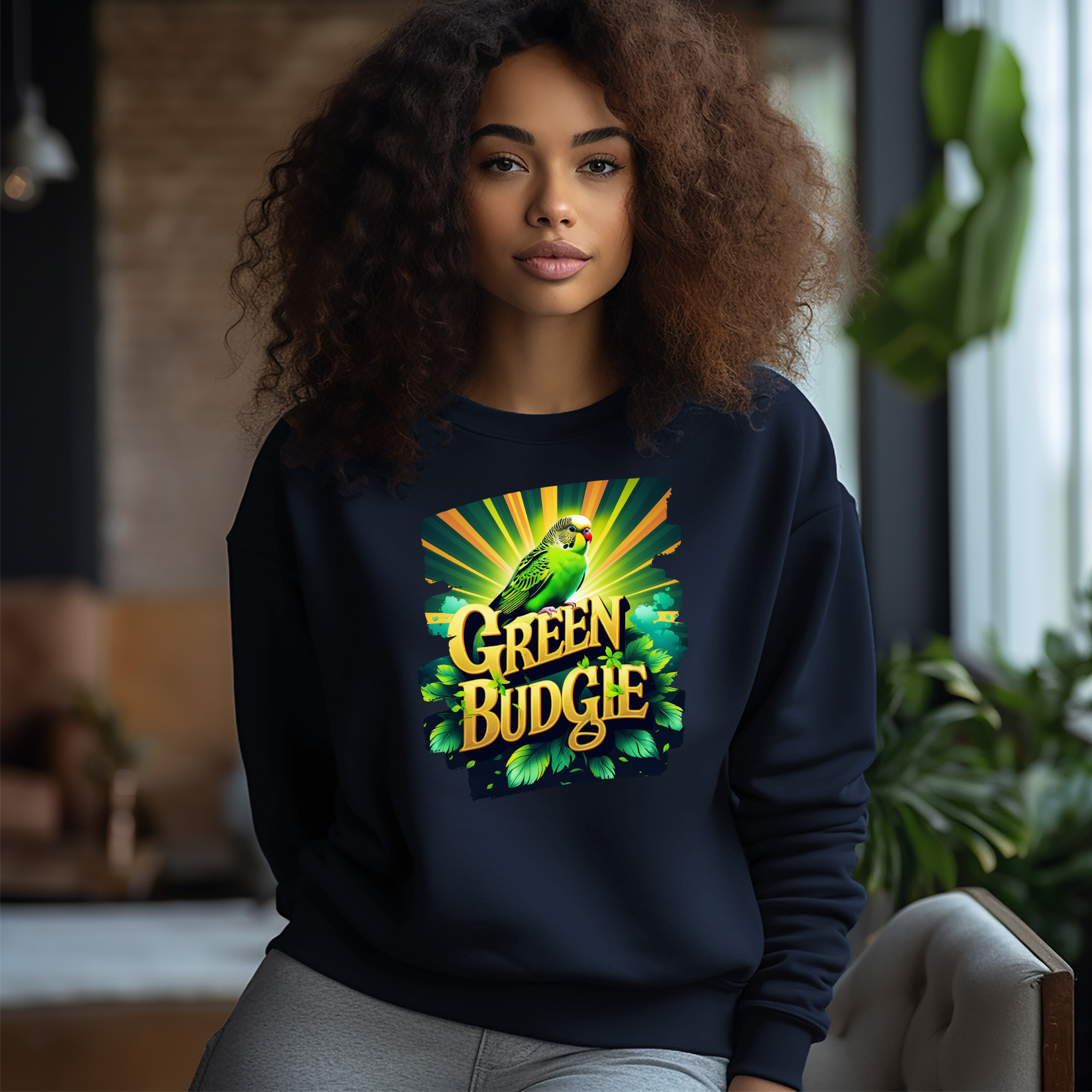 Green Budgie Sunburst Sweatshirt