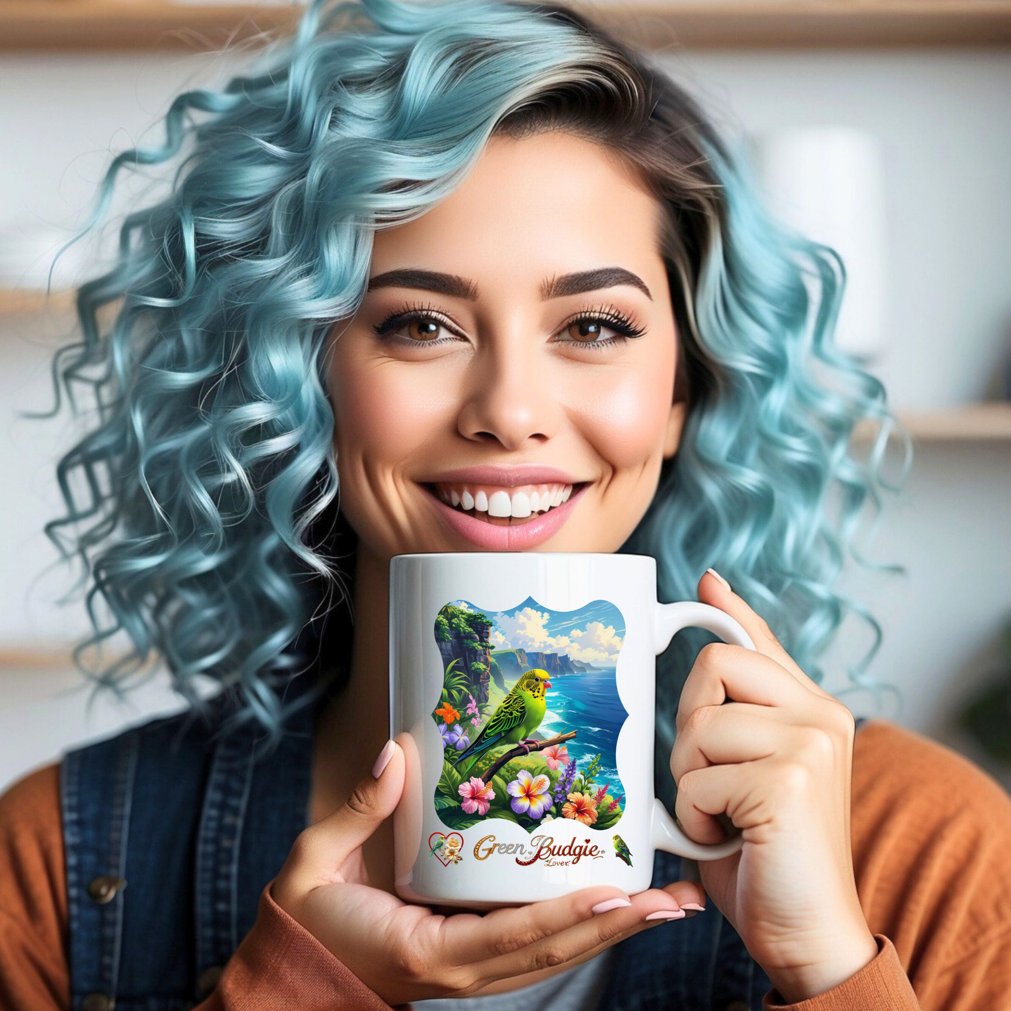 Green Budgie Mug