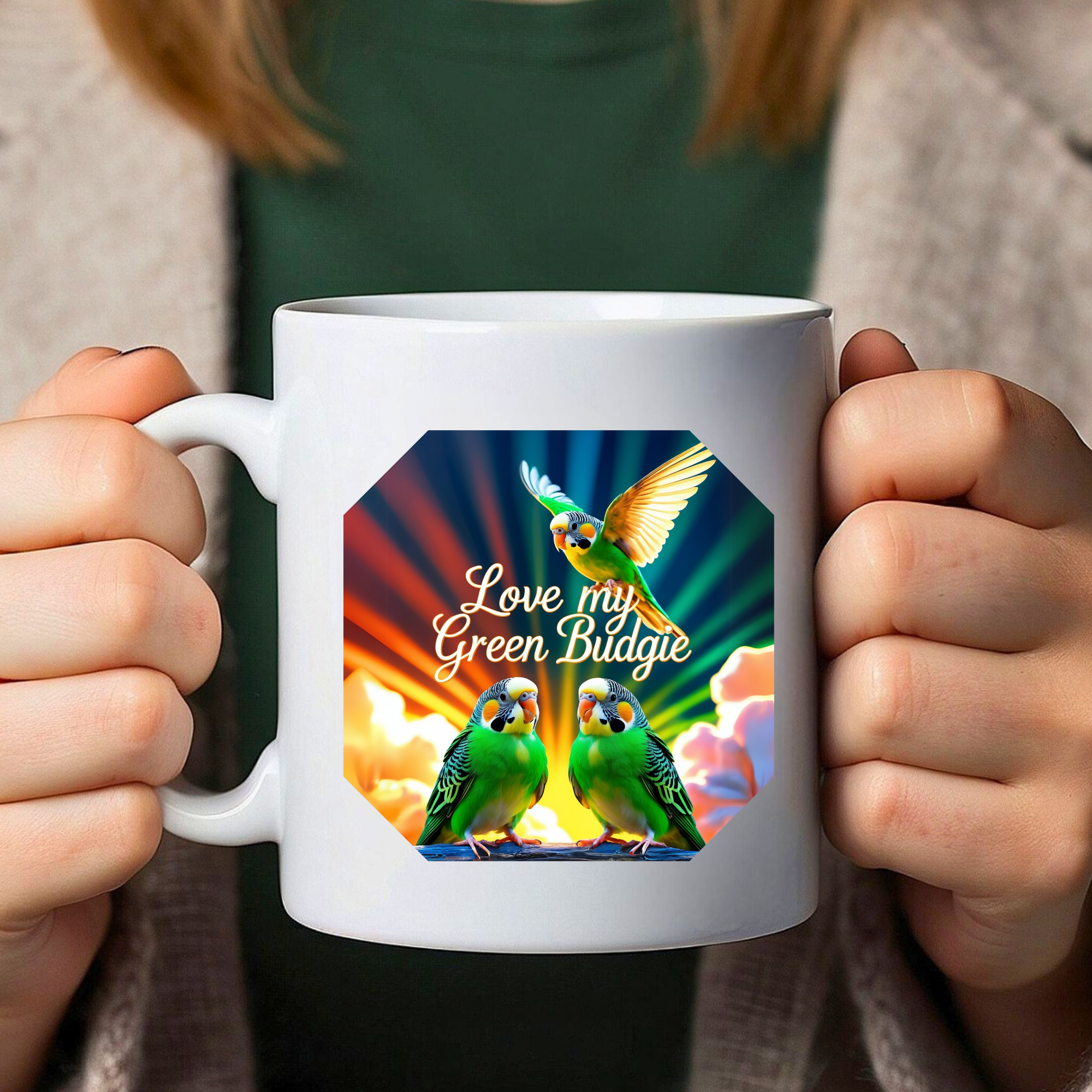 Green Budgie Mug