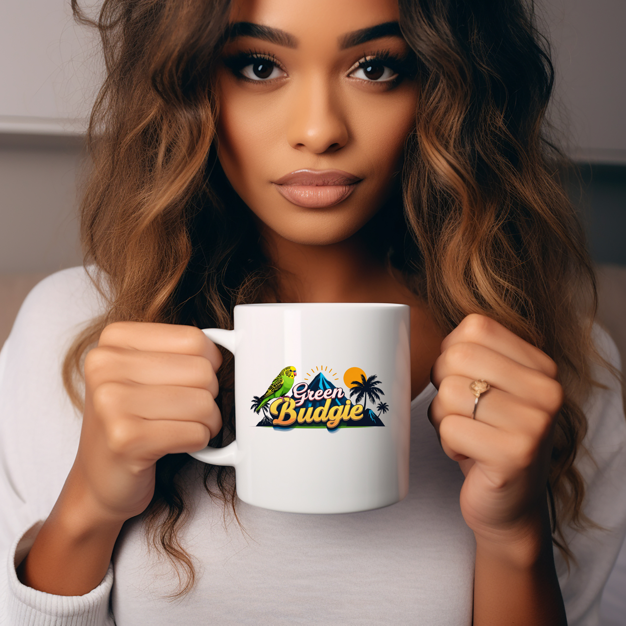 Green Budgie Mug