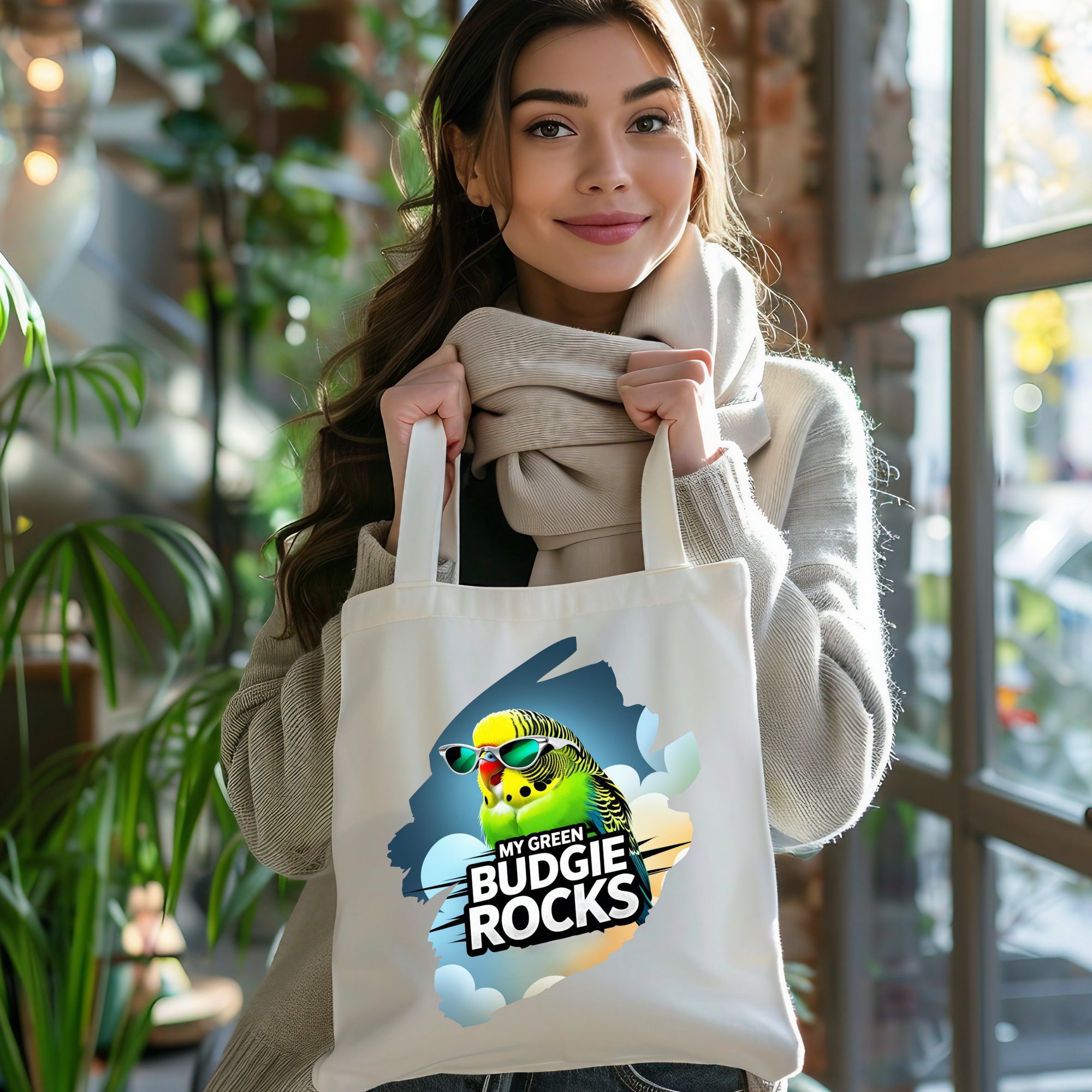 Green Budgie Rocks Tote Bag