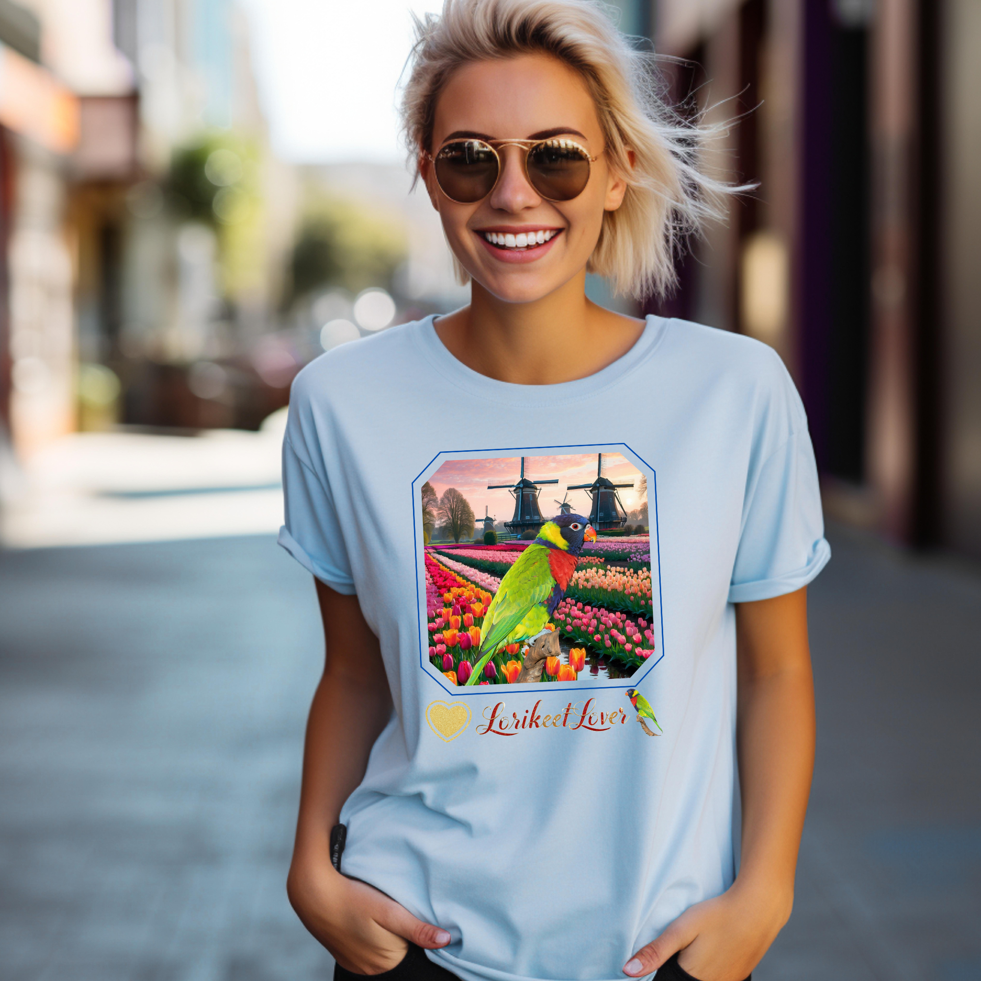 Lorikeet Lover Tulip Field T-Shirt