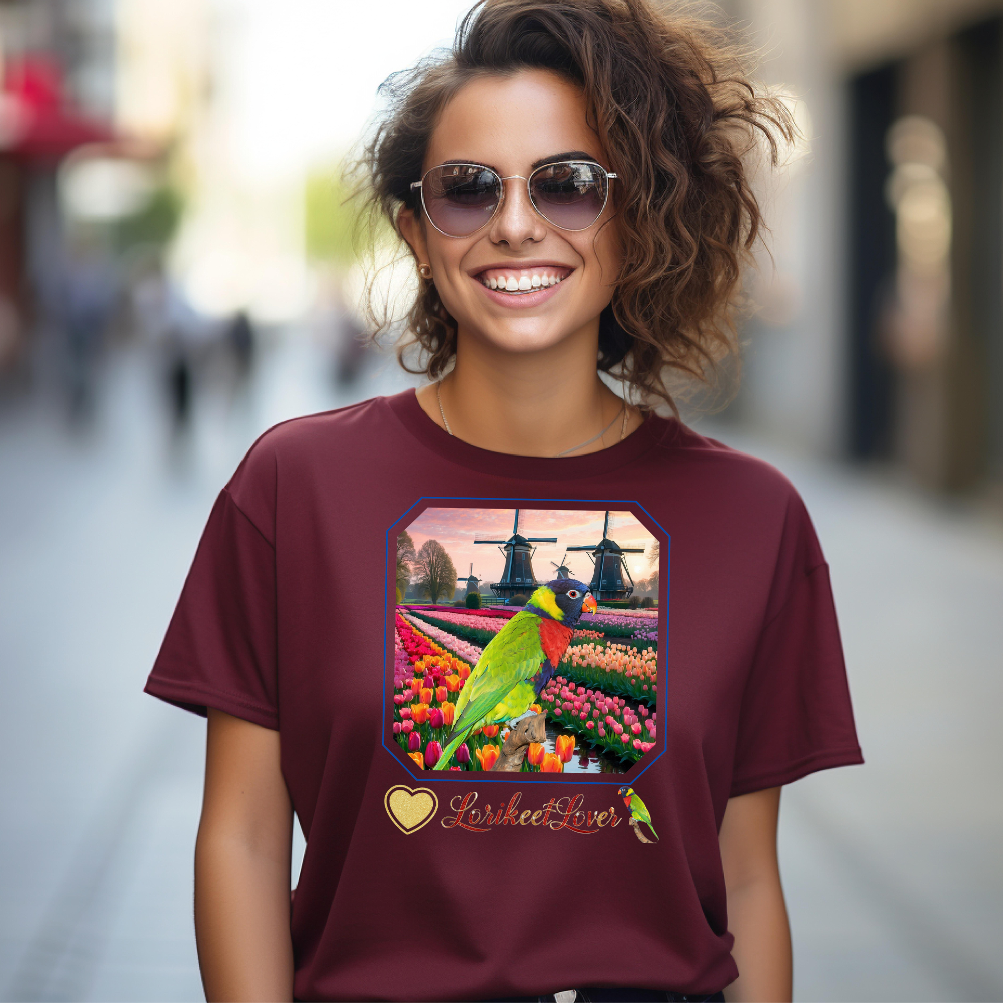 Lorikeet Lover Tulip Field T-Shirt