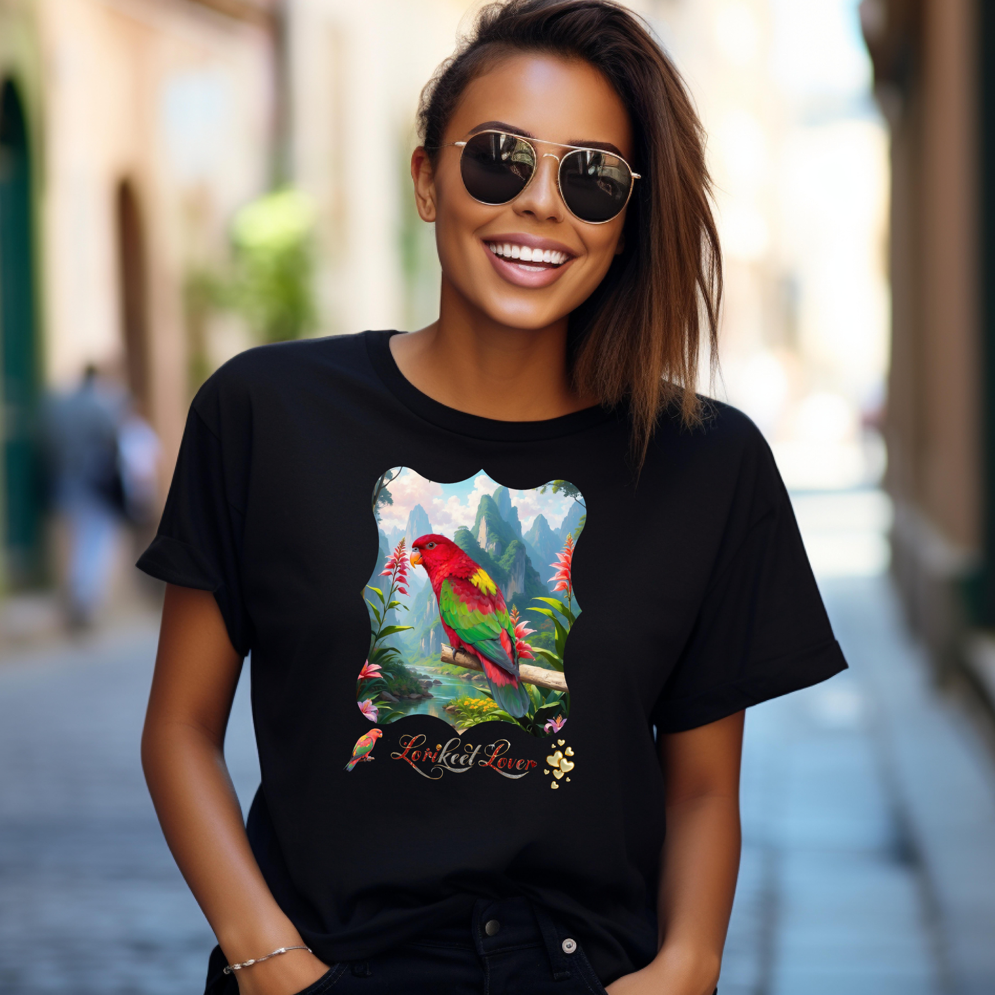 Lorikeet Lover Vibrant Flower T-Shirt