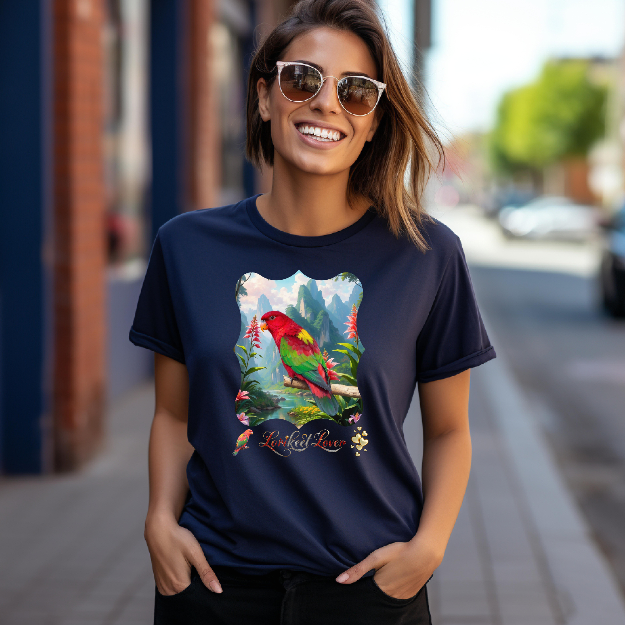Lorikeet Lover Vibrant Flower T-Shirt