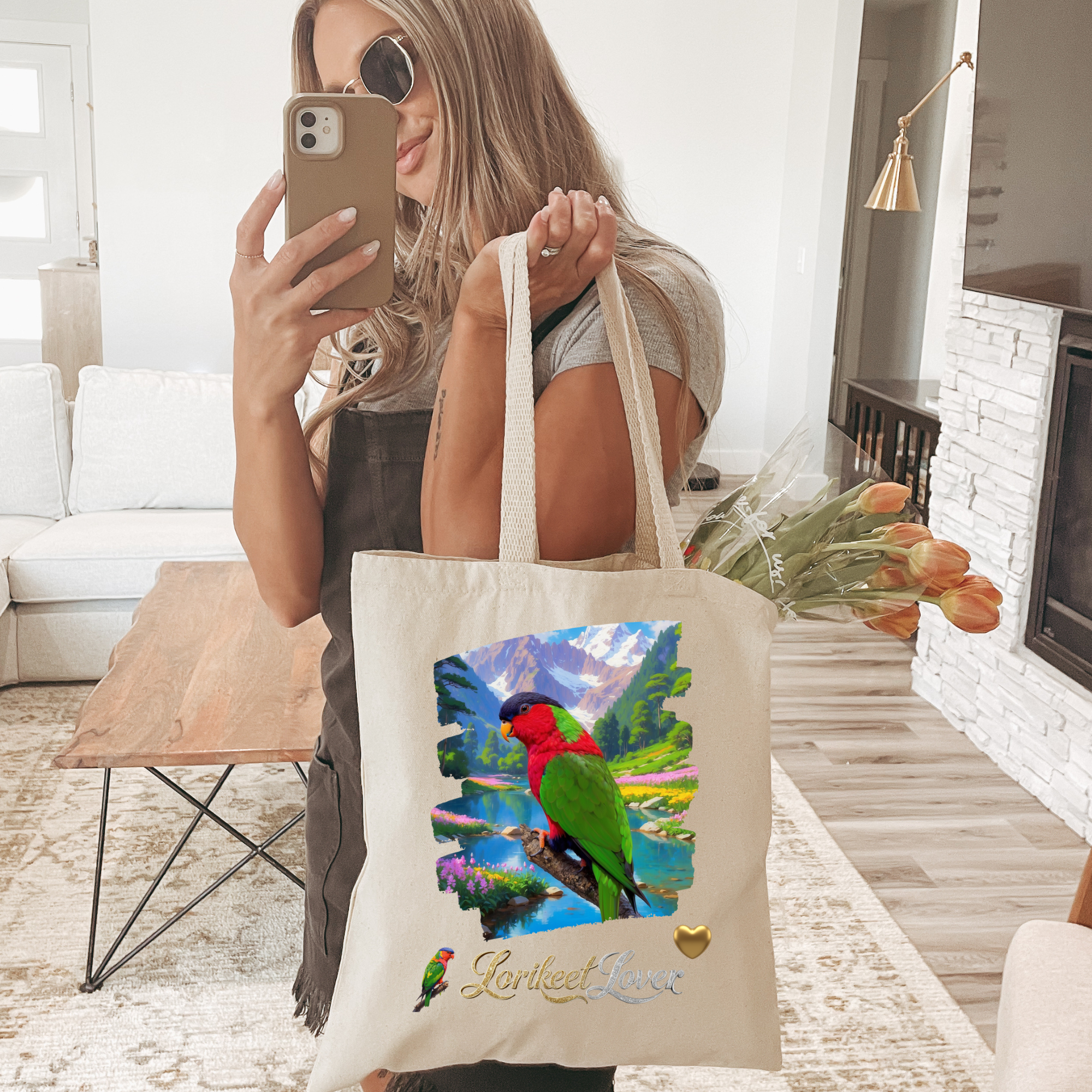 Red Green Lorikeet Lover Tote Bag