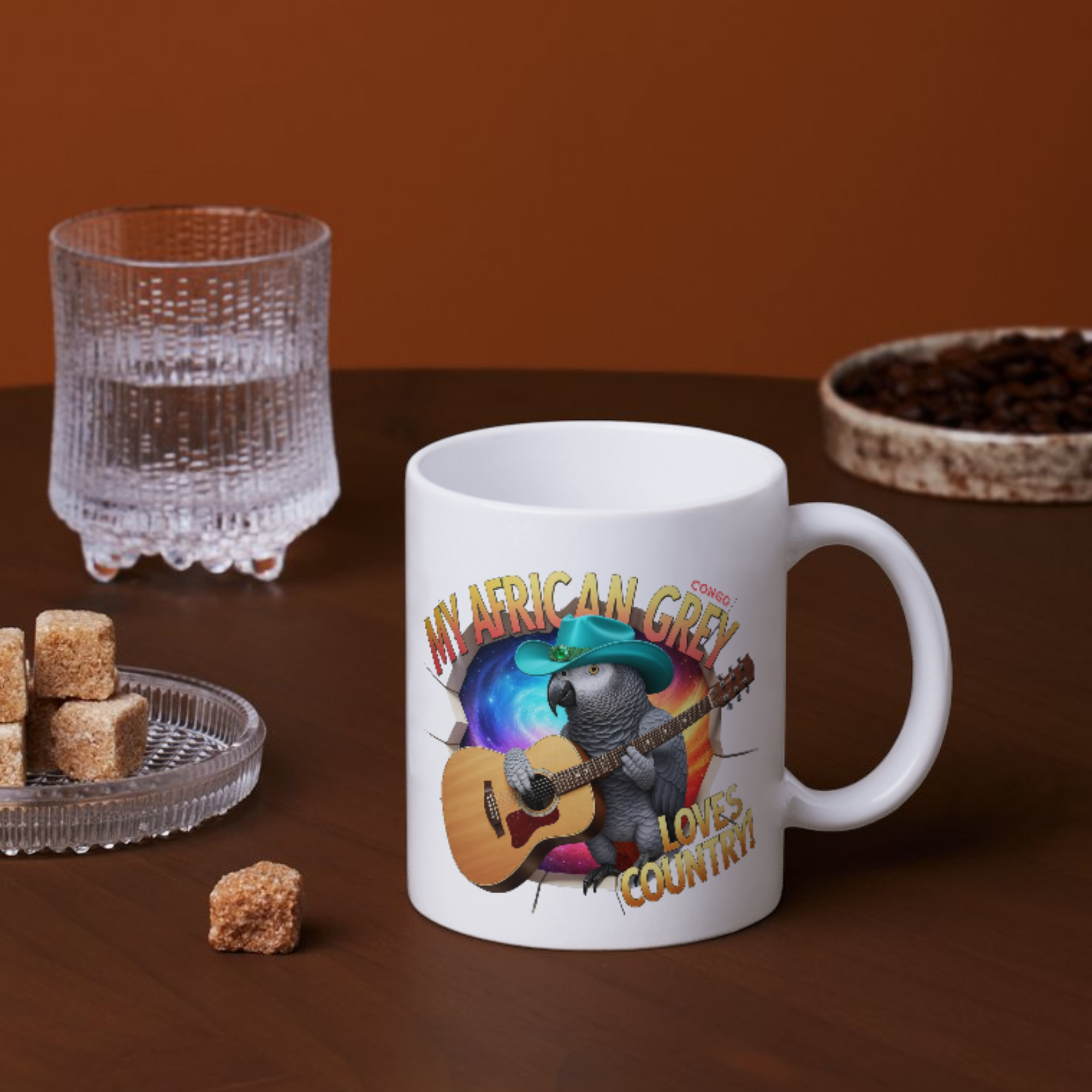 African Grey Congo Loves Country Mug