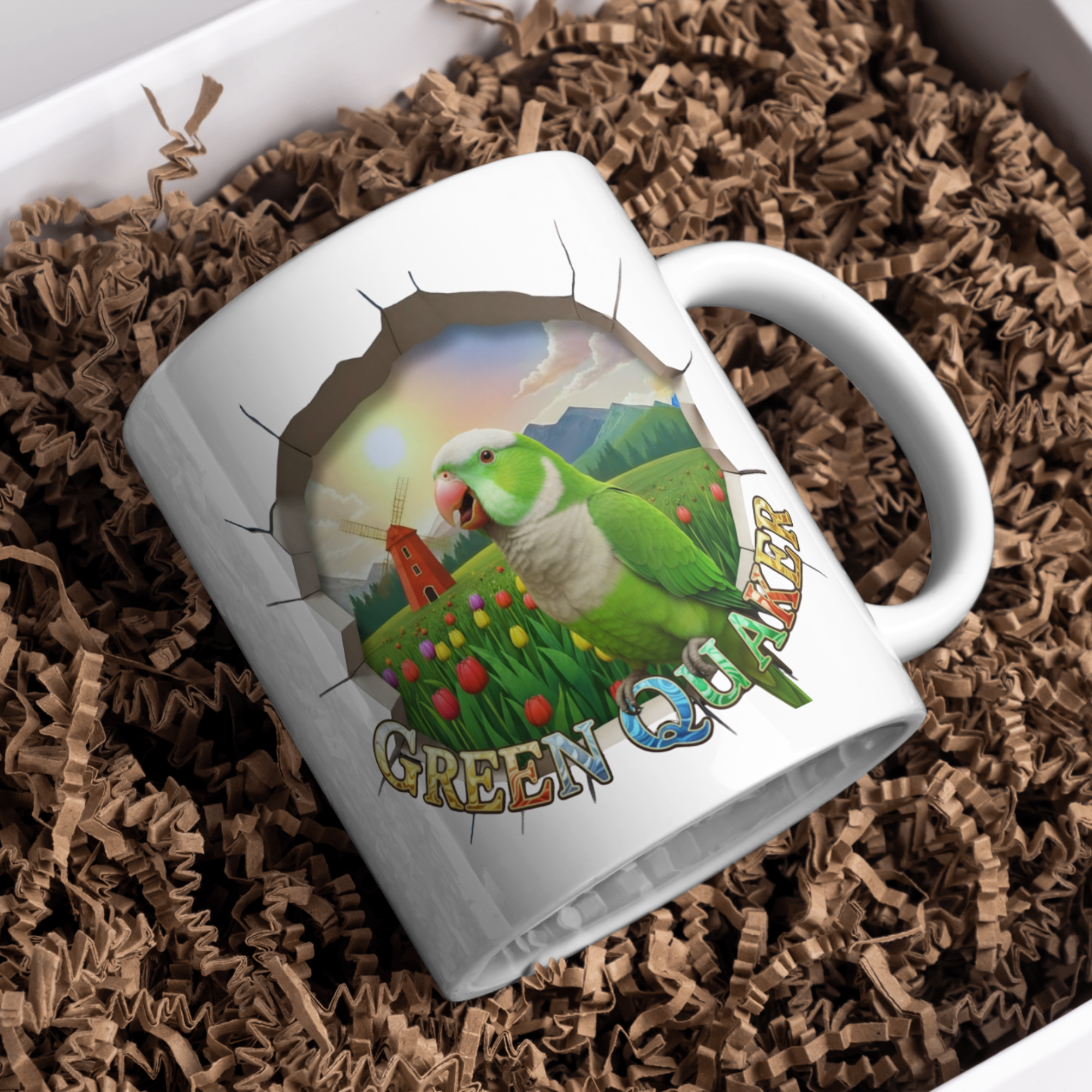 Green Quaker Tulip Windmill Field Mug