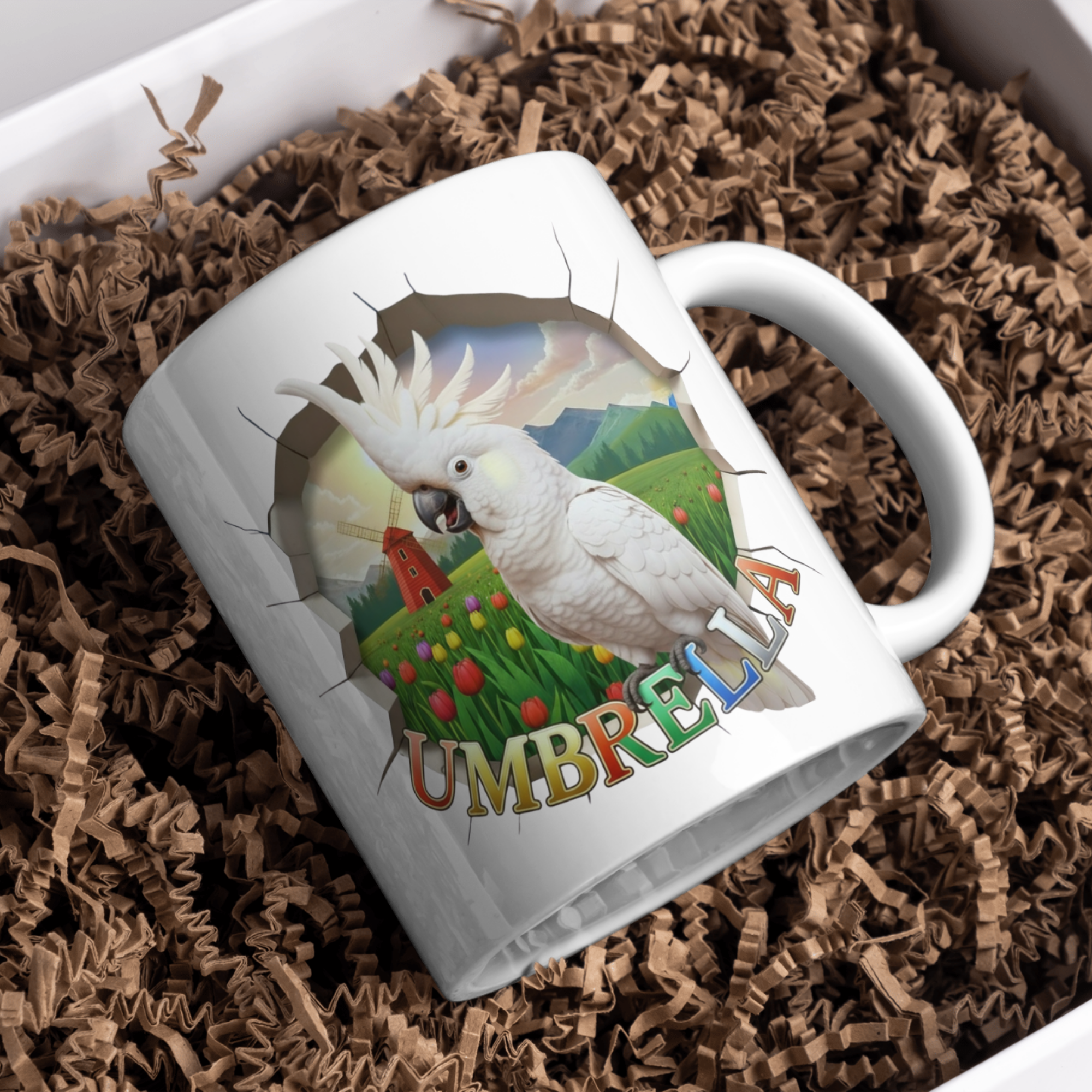 White Umbrella Garden Mug