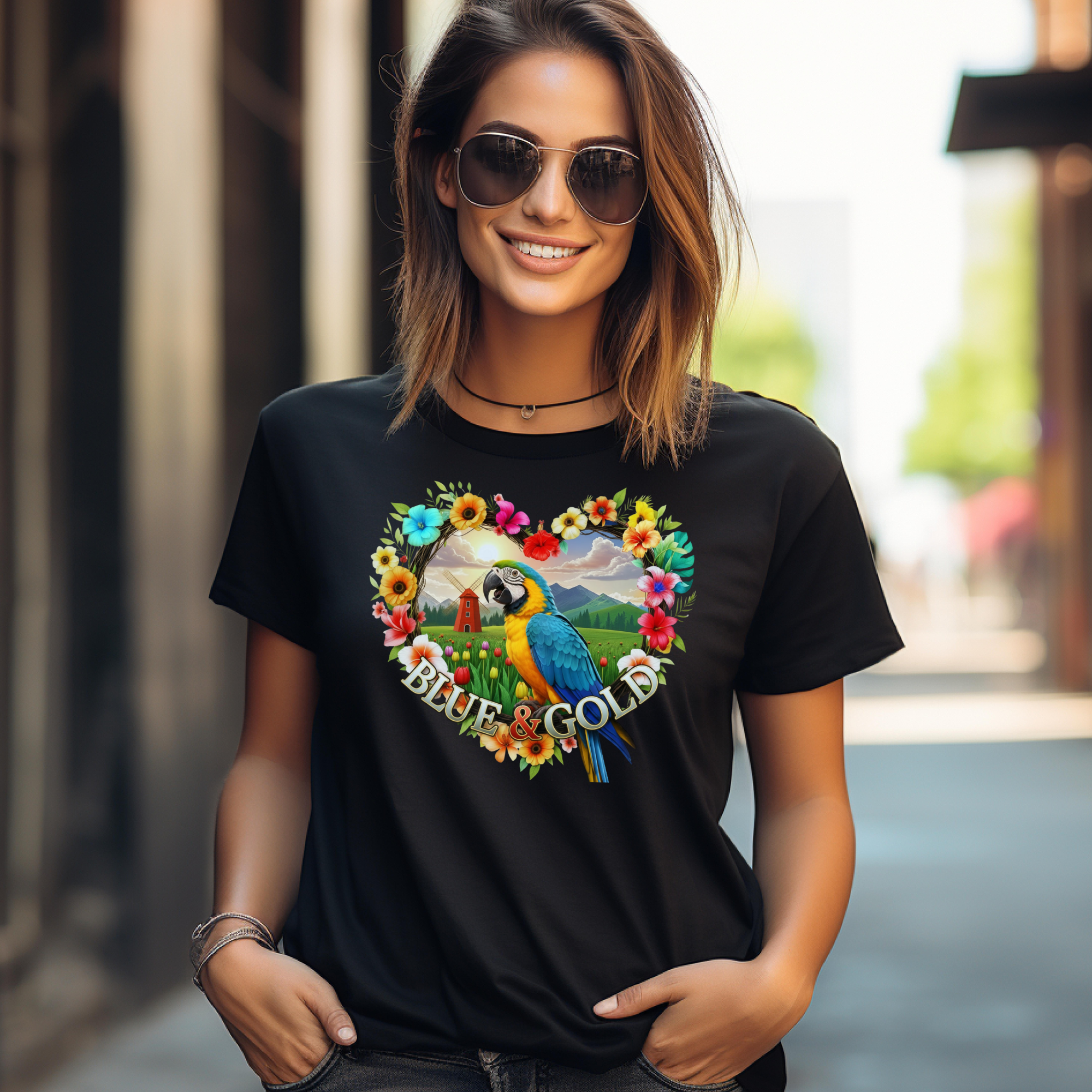 Blue & Gold Nature Scene T-Shirt